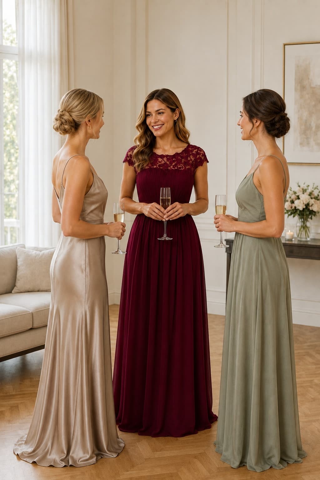 A-Line Maxi Chiffon Bridesmaid Dress CB0785 - Burgundy - COCOMELODY