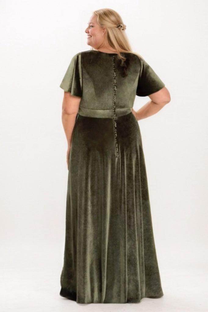 A-Line Maxi Velvet Bridesmaid Dress CB0788 - COCOMELODY