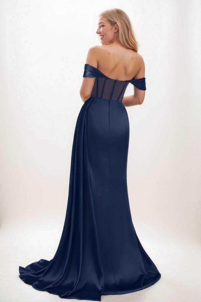 Off The Shoulder Bridesmaid Dress with Cap Sleeves CB0801 - COCOMELODY