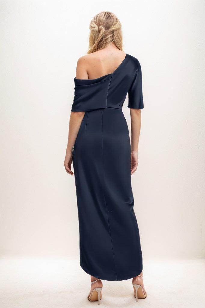 Sheath Bridesmaid Dress with Ruffles Ankle Length CB0805 - COCOMELODY