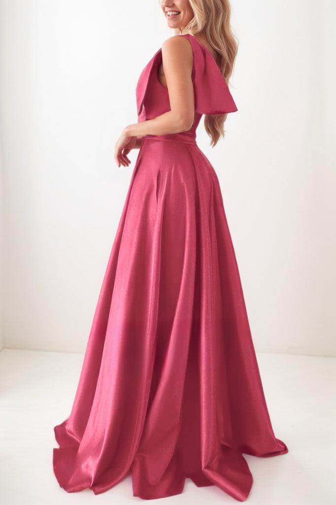 A-Line Pink Bridesmaid Dress with Bowknot and Pockets CB0807 - COCOMELODY