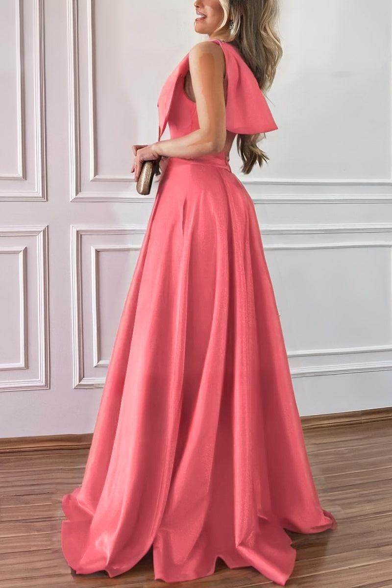 A-Line Pink Bridesmaid Dress with Bowknot and Pockets CB0807 - COCOMELODY