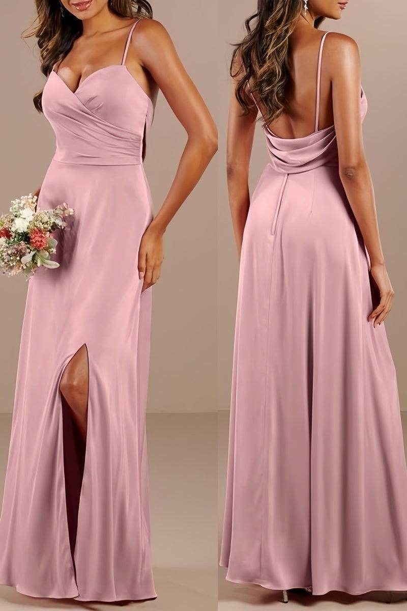 V-Neck Sleeveless Sheath Bridesmaid Dress with Split CB0811 - COCOMELODY