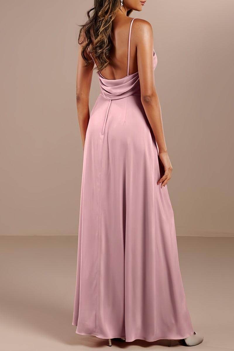 V-Neck Sleeveless Sheath Bridesmaid Dress with Split CB0811 - COCOMELODY