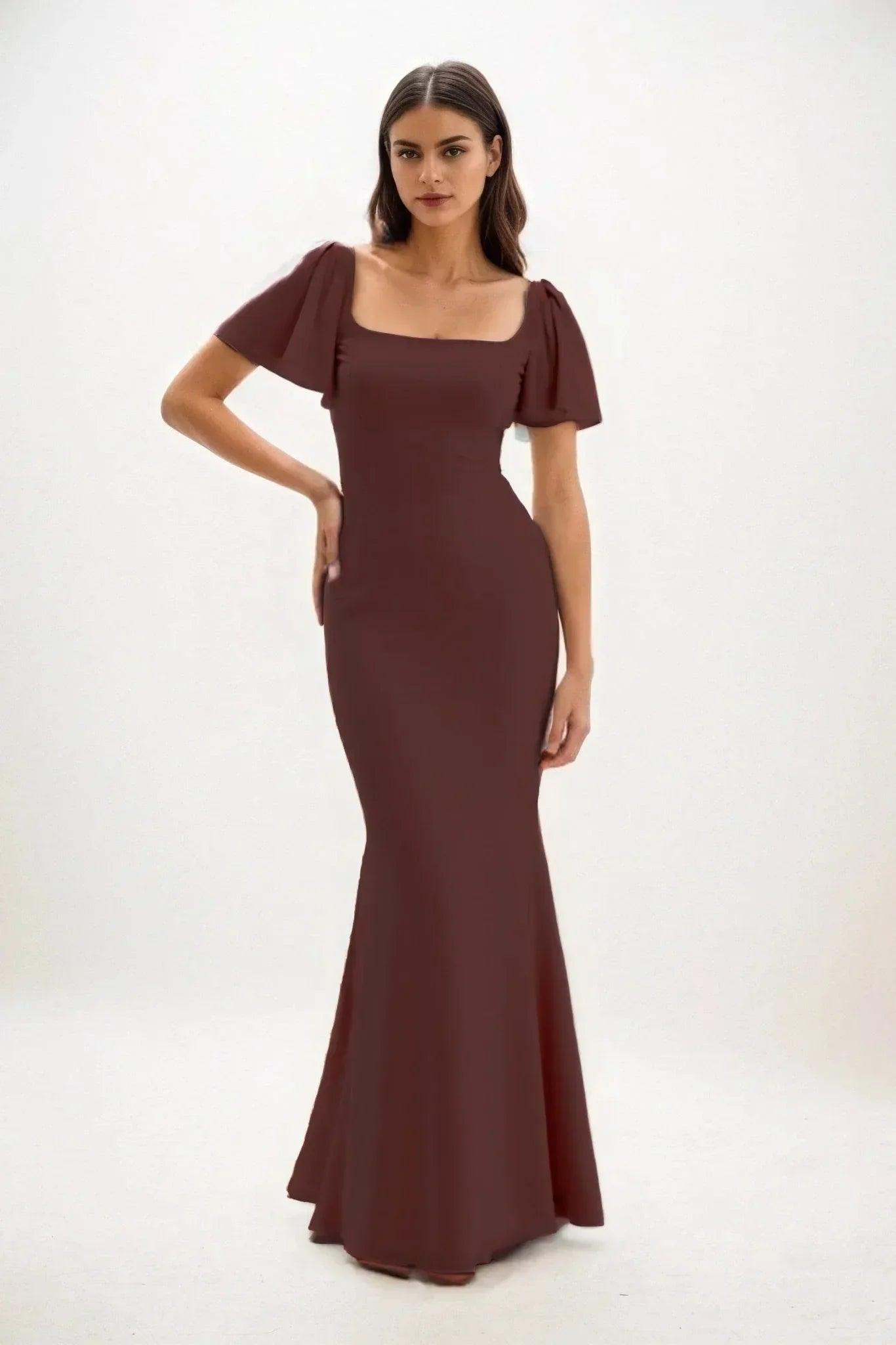 Sheath-Column Maxi Chiffon Dress CB0813CS - COCOMELODY