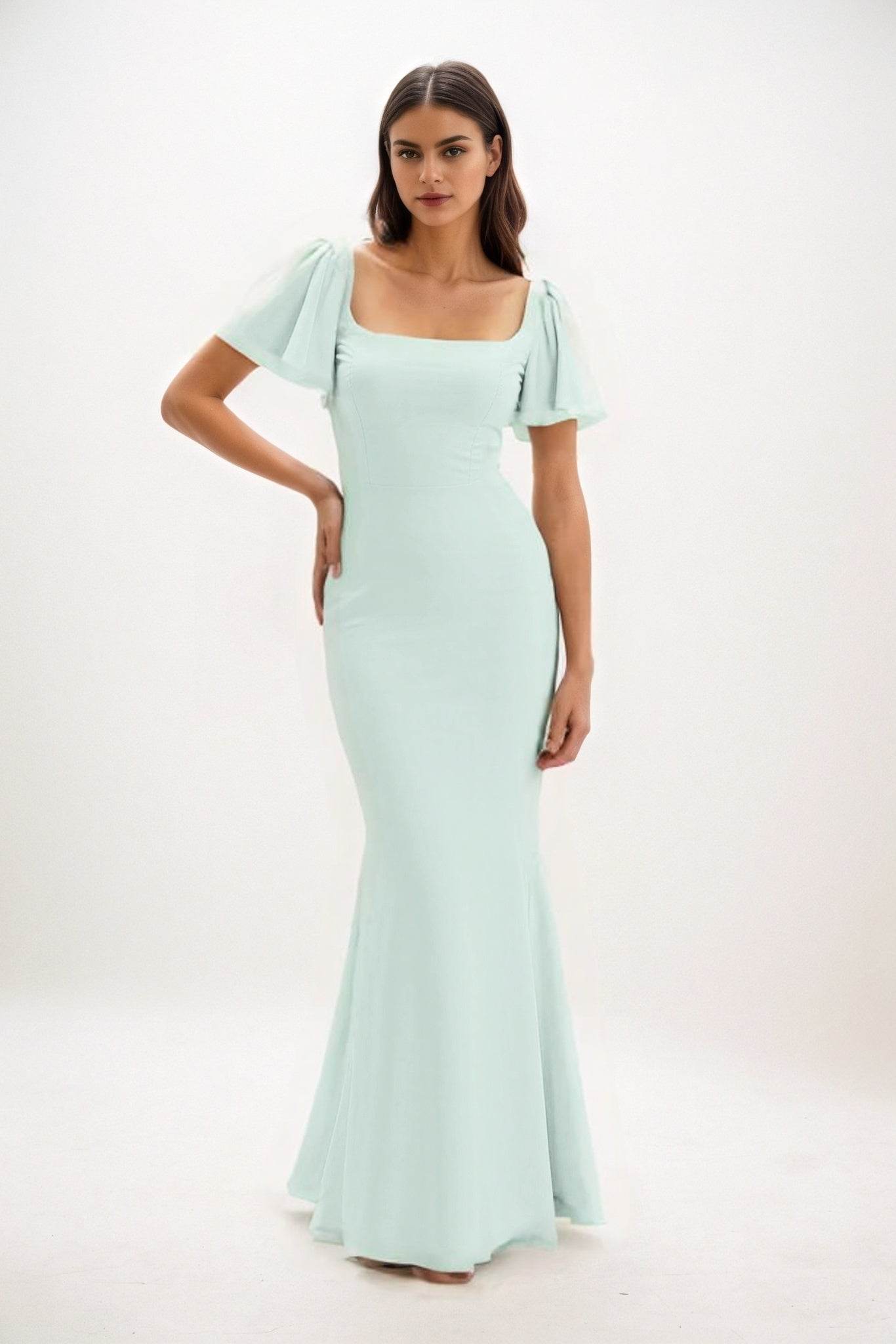 Sheath-Column Maxi Chiffon Bridesmaid Dress CB0813 - COCOMELODY