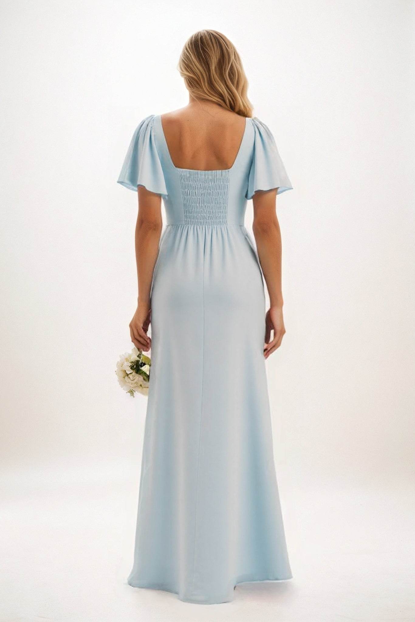 Sheath-Column Maxi Chiffon Bridesmaid Dress CB0813 - COCOMELODY