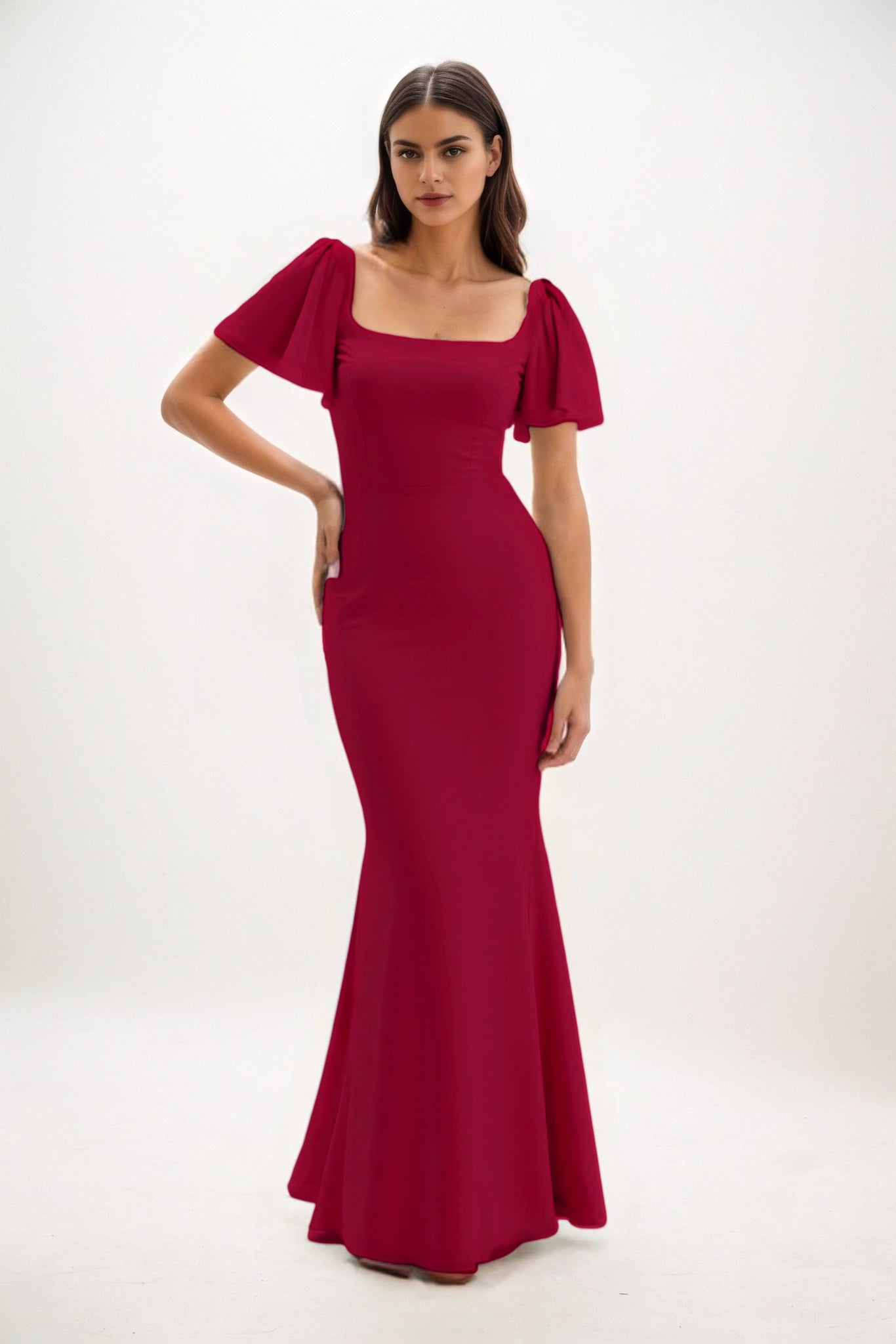 Sheath-Column Maxi Chiffon Bridesmaid Dress CB0813