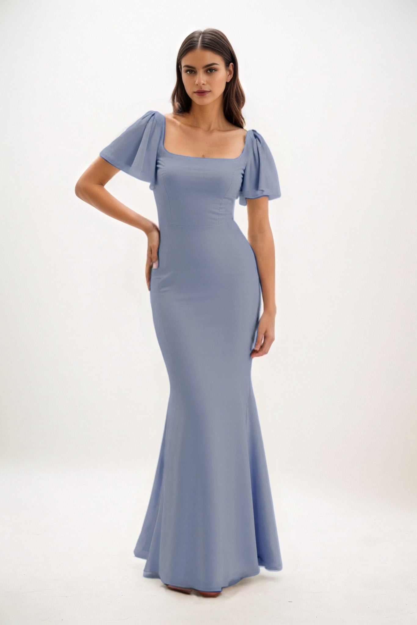 Sheath-Column Maxi Chiffon Bridesmaid Dress CB0813
