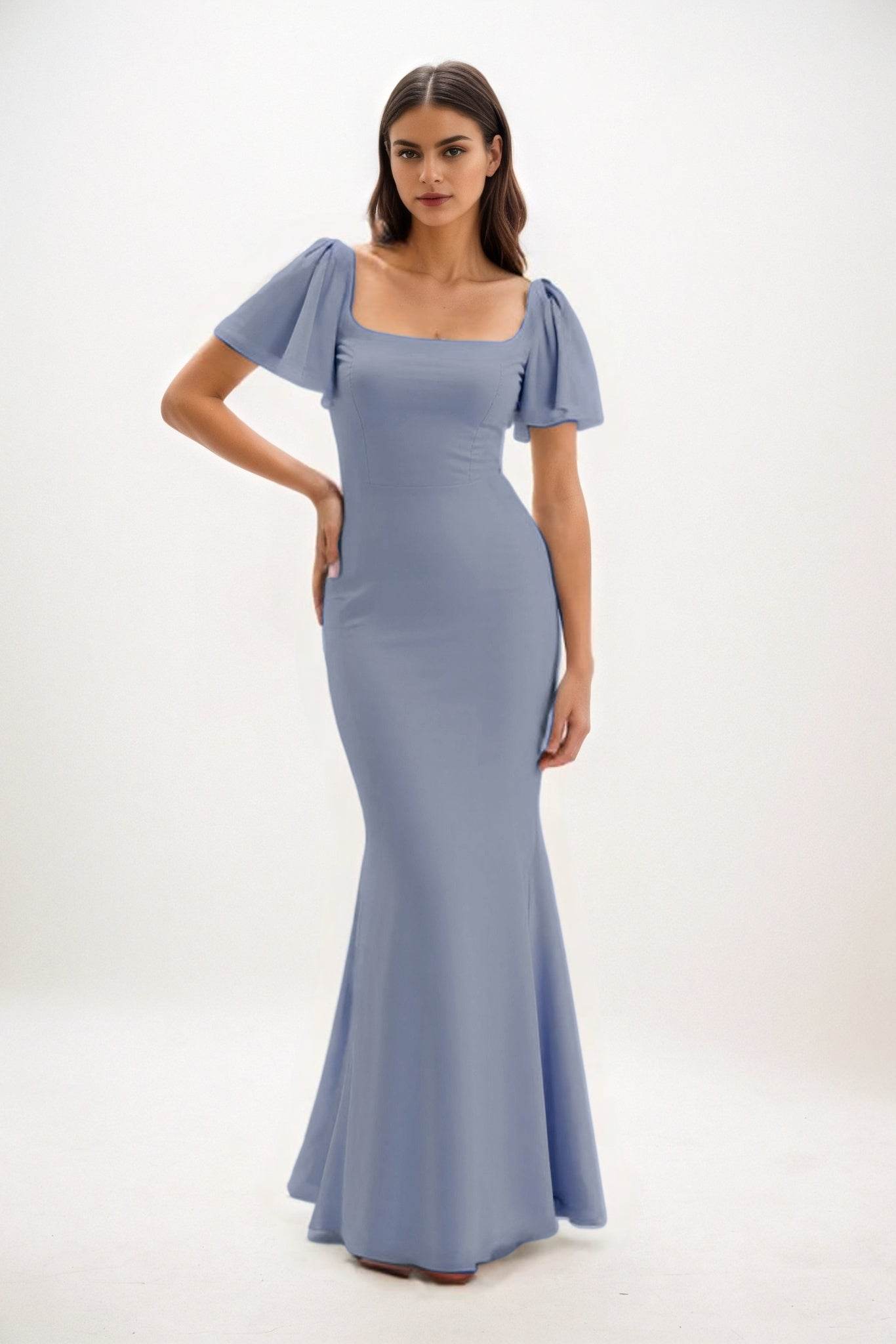 Sheath-Column Maxi Chiffon Bridesmaid Dress CB0813 - COCOMELODY