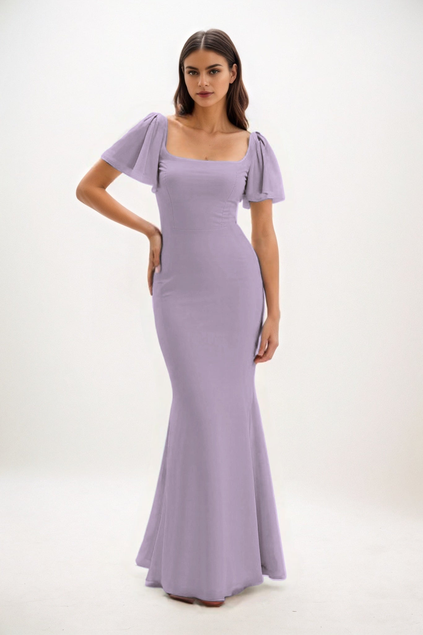 Sheath-Column Maxi Chiffon Bridesmaid Dress CB0813