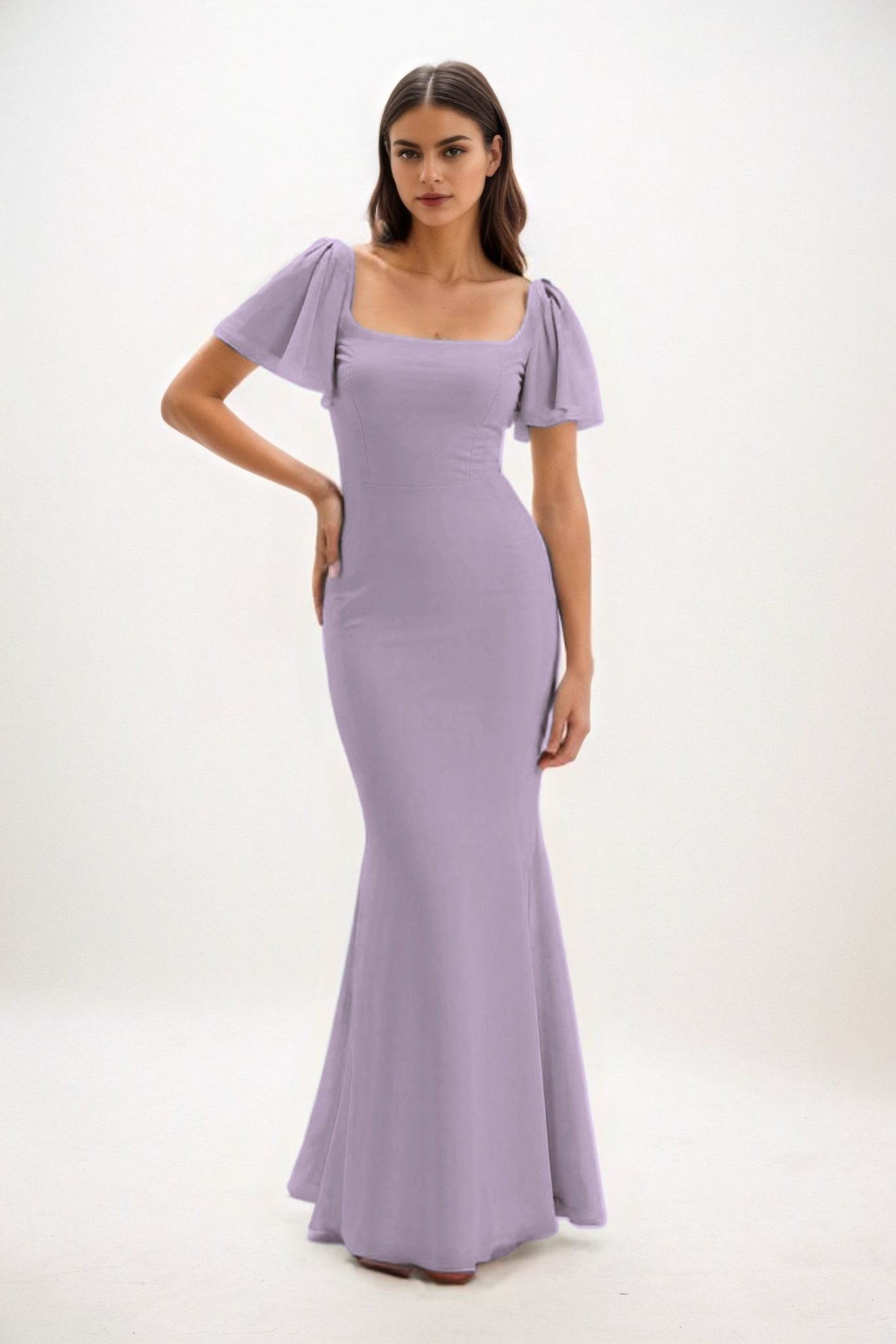 Sheath-Column Maxi Chiffon Bridesmaid Dress CB0813 - COCOMELODY