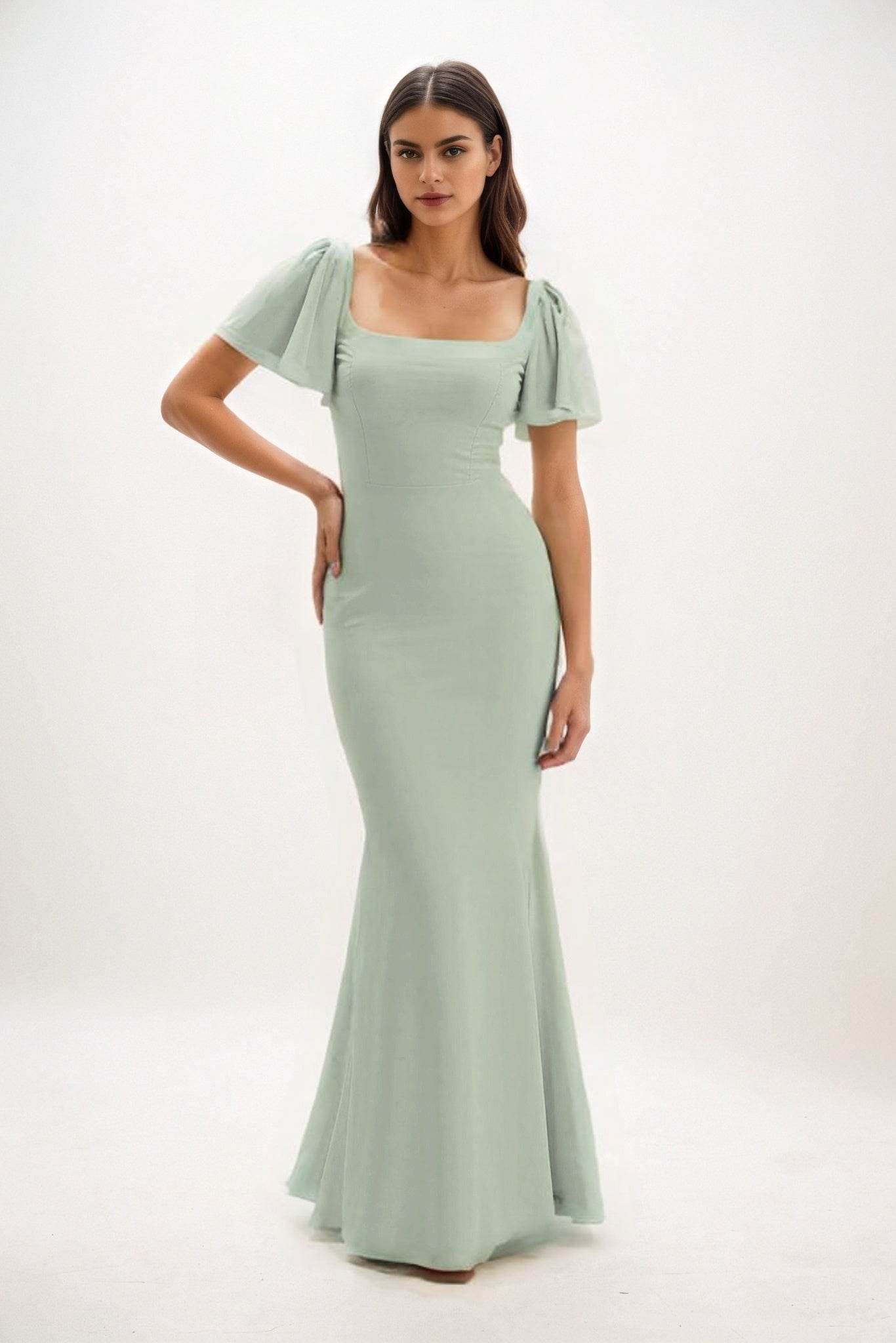 Sheath-Column Maxi Chiffon Bridesmaid Dress CB0813 - COCOMELODY