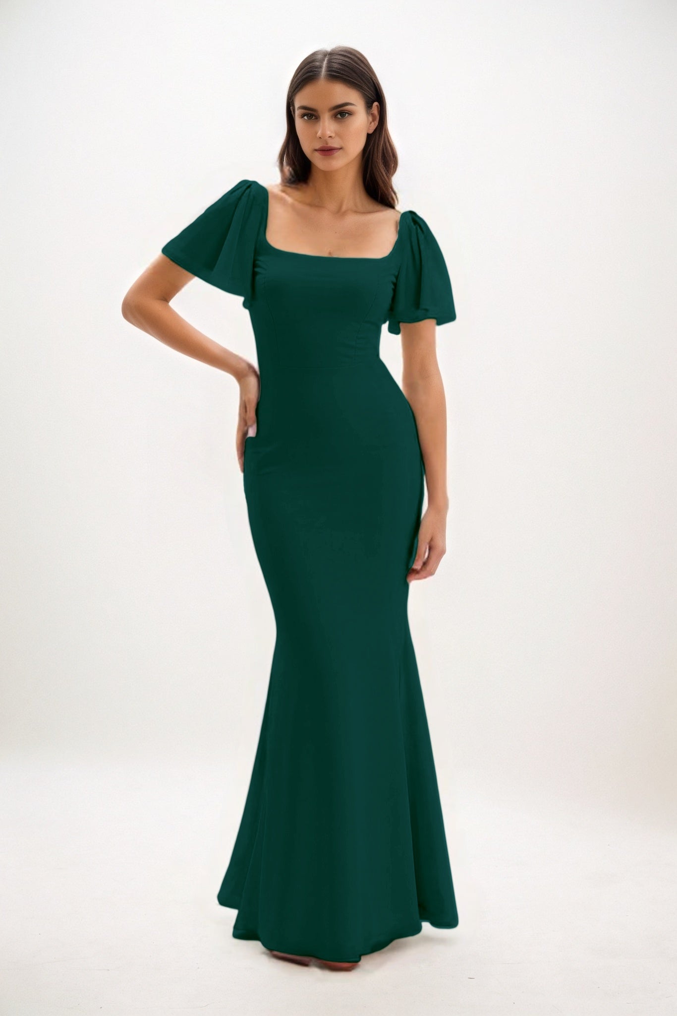 Sheath-Column Maxi Chiffon Bridesmaid Dress CB0813