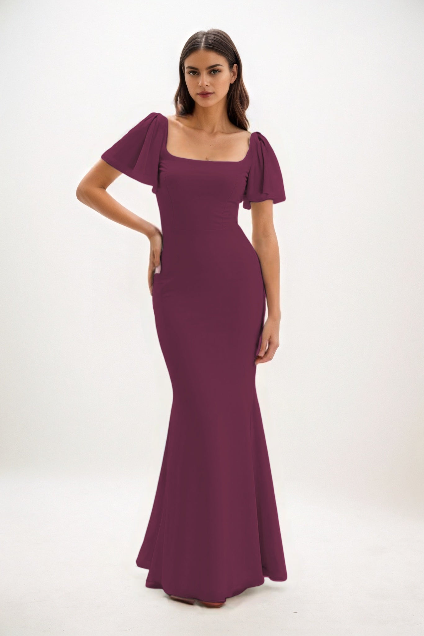 Sheath-Column Maxi Chiffon Bridesmaid Dress CB0813