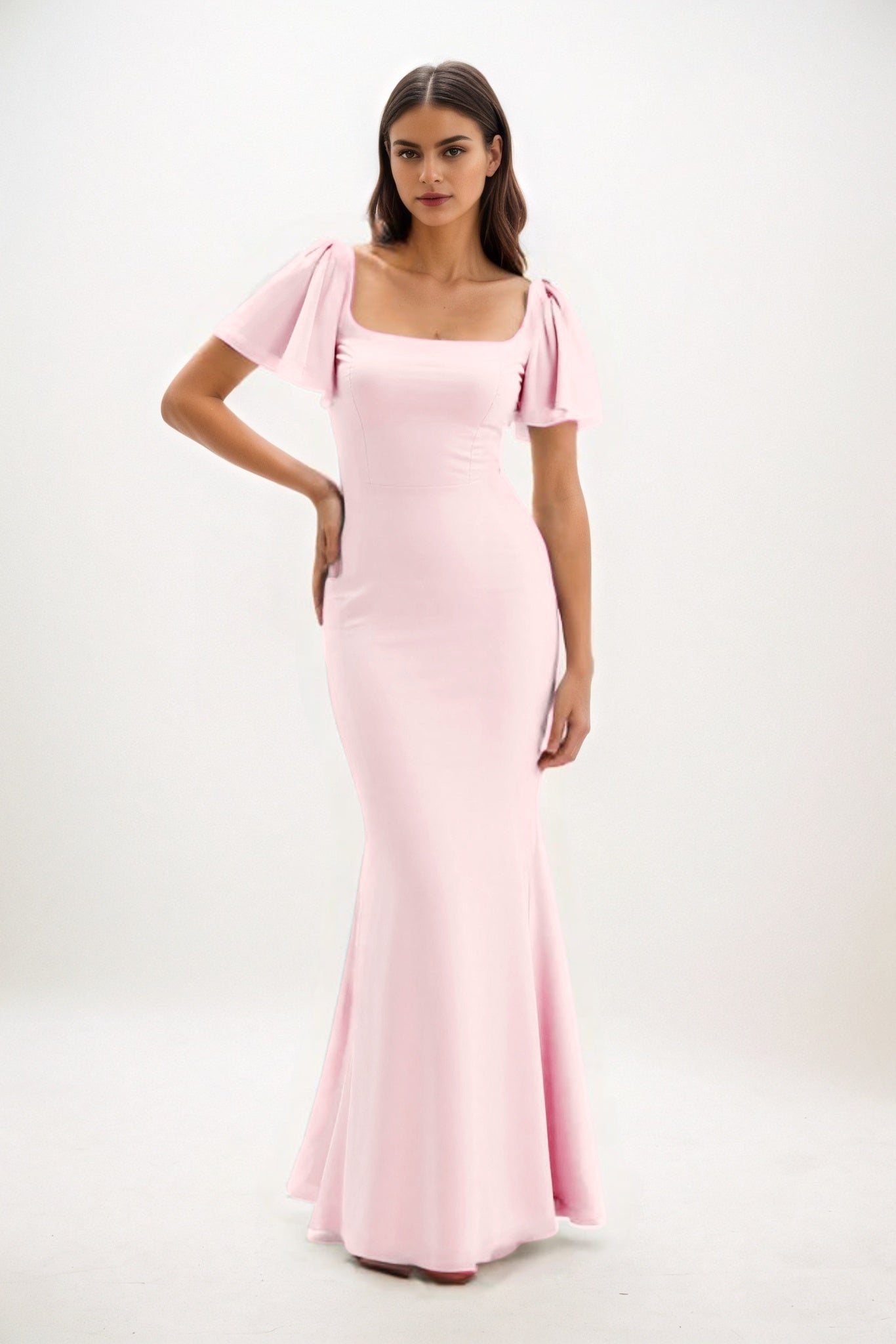 Sheath-Column Maxi Chiffon Bridesmaid Dress CB0813