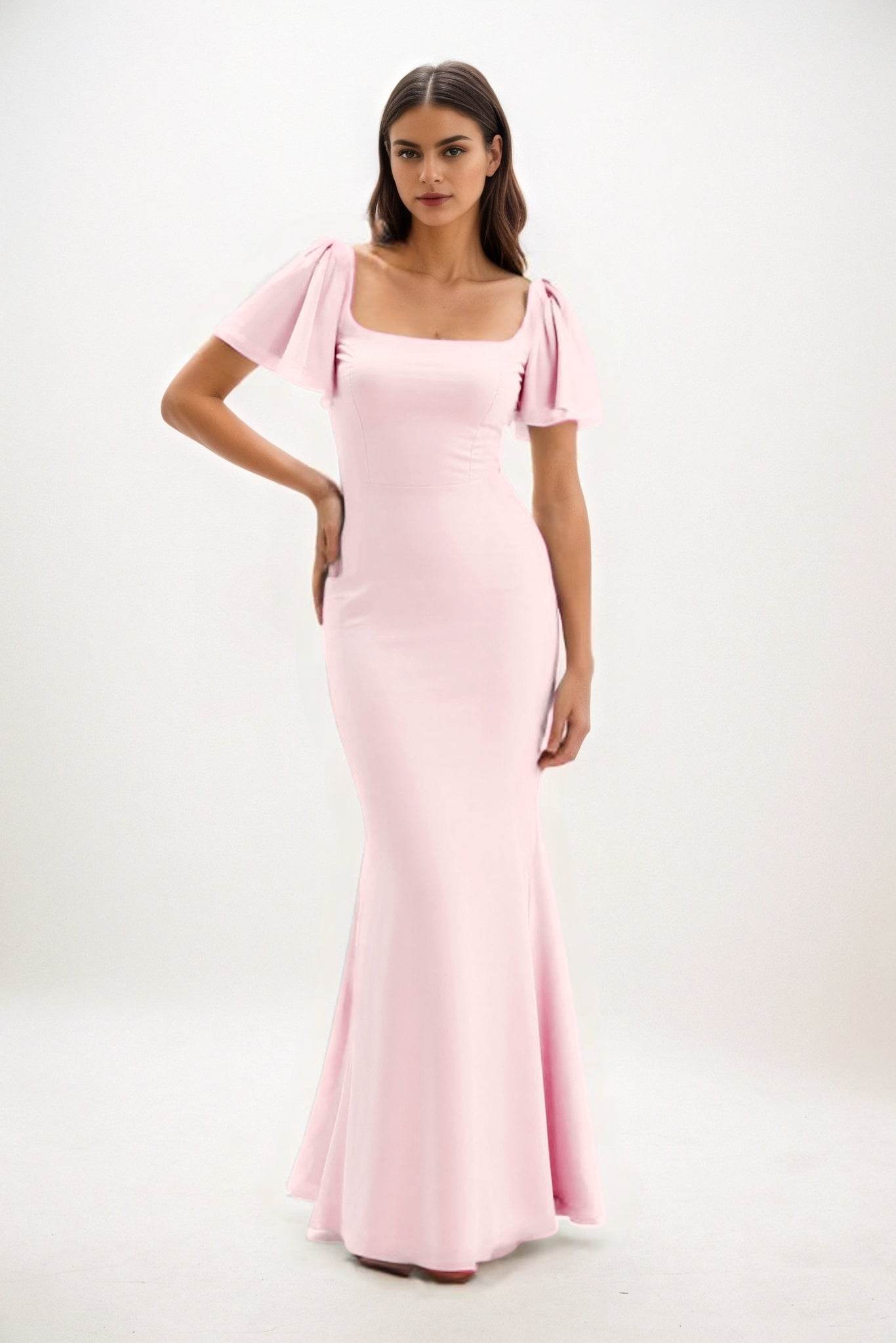 Sheath-Column Maxi Chiffon Bridesmaid Dress CB0813 - COCOMELODY