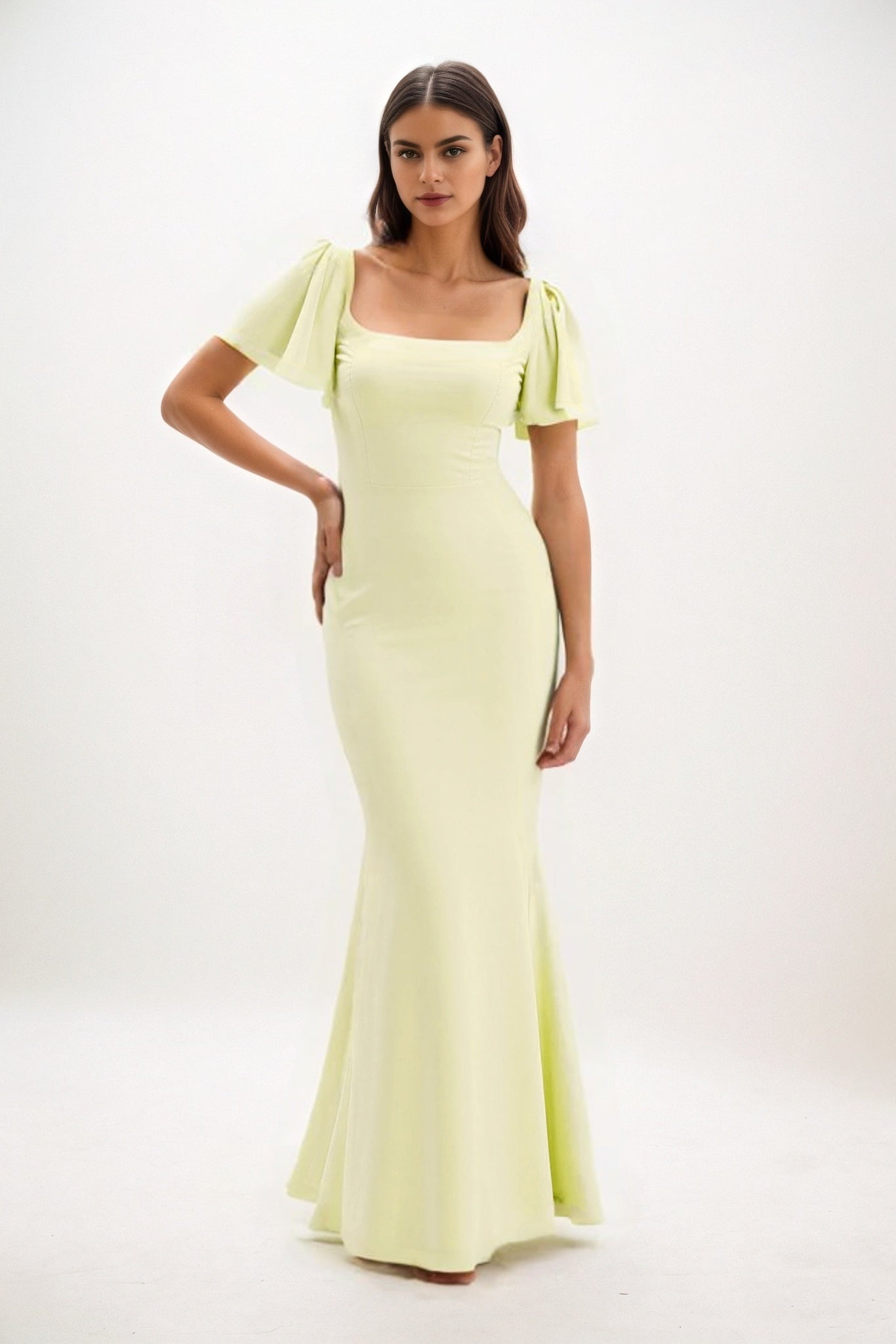 Sheath-Column Maxi Chiffon Bridesmaid Dress CB0813