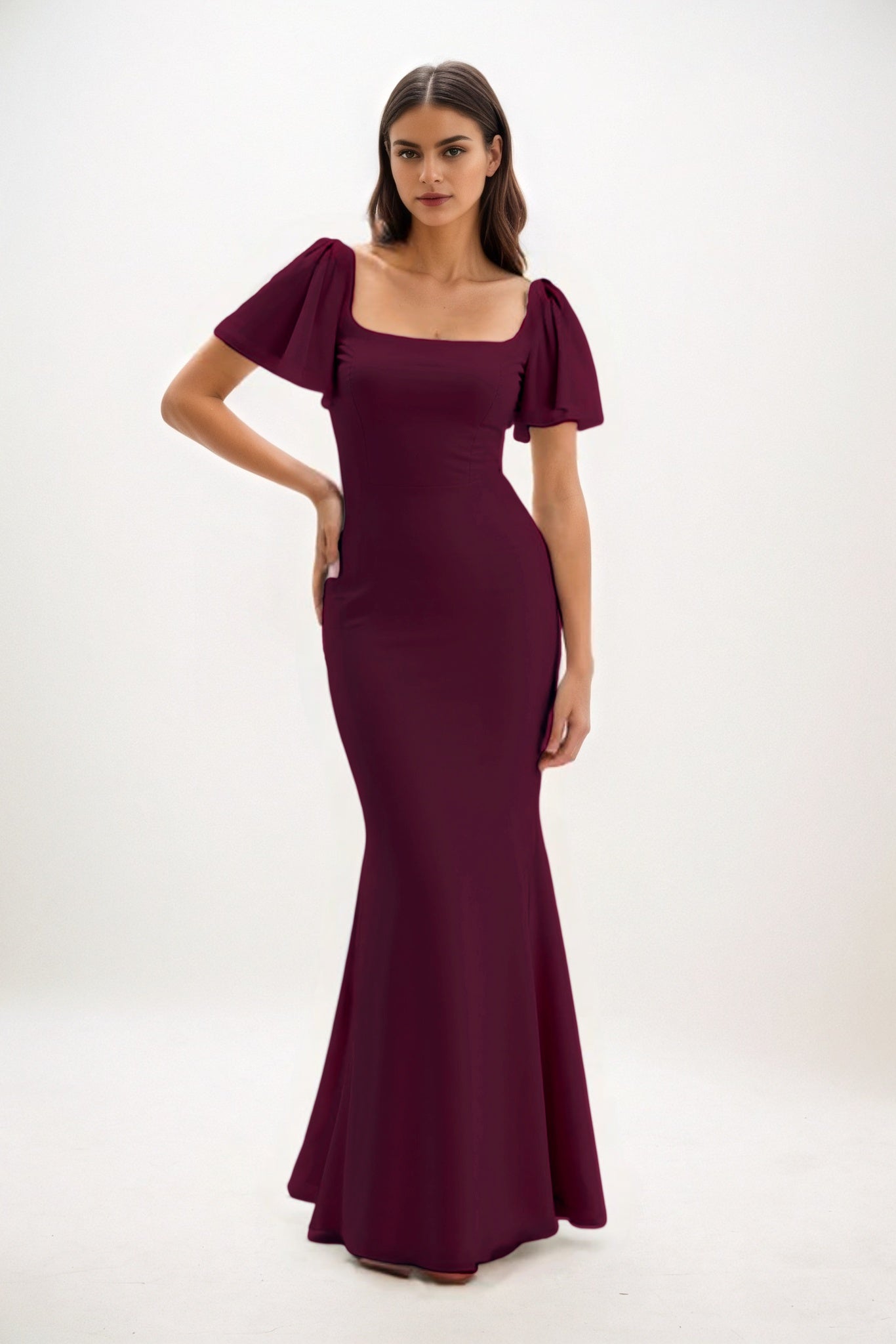 Sheath-Column Maxi Chiffon Bridesmaid Dress CB0813
