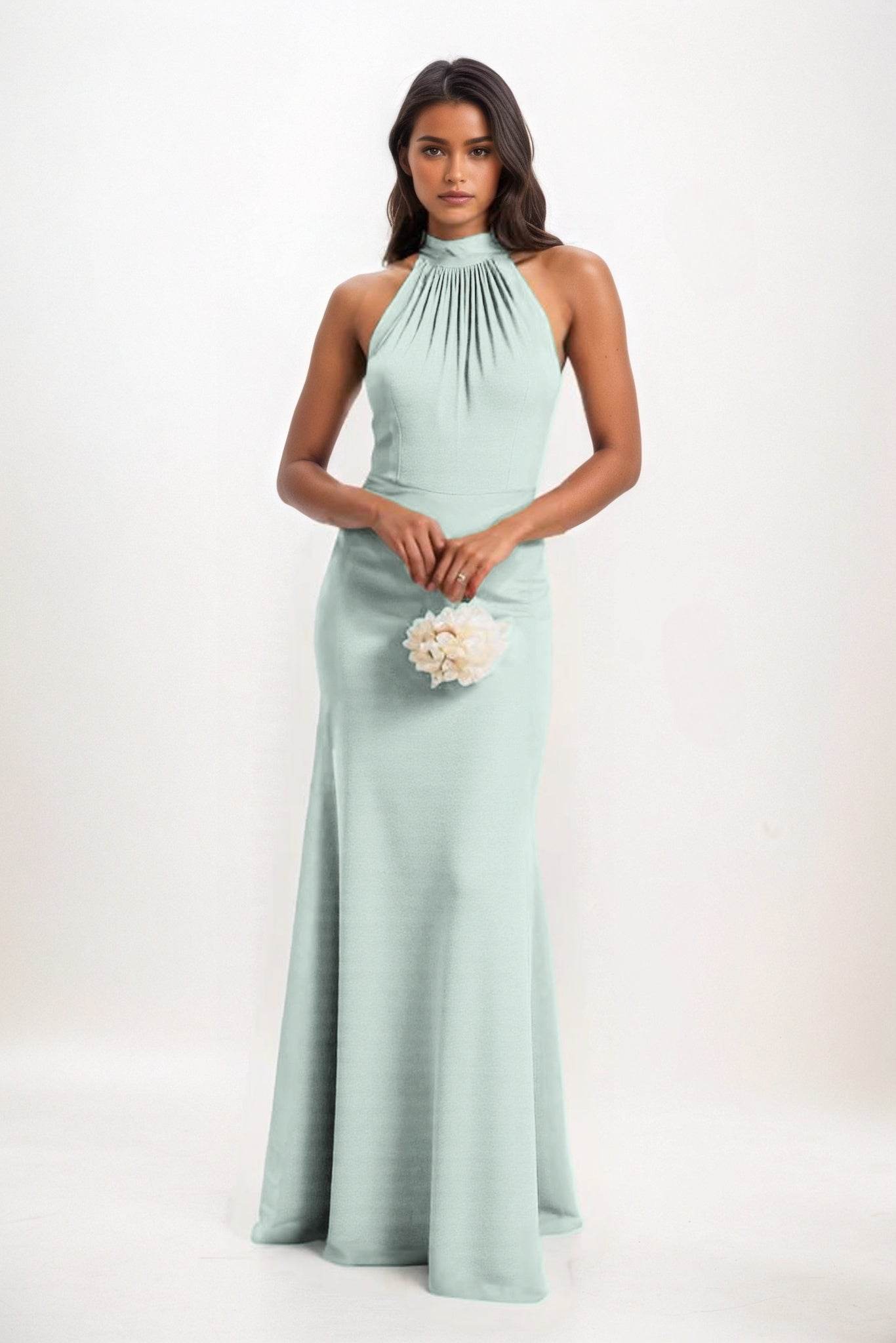 Sheath-Column Maxi Elastic Cloth Bridesmaid Dress CB0814 - COCOMELODY