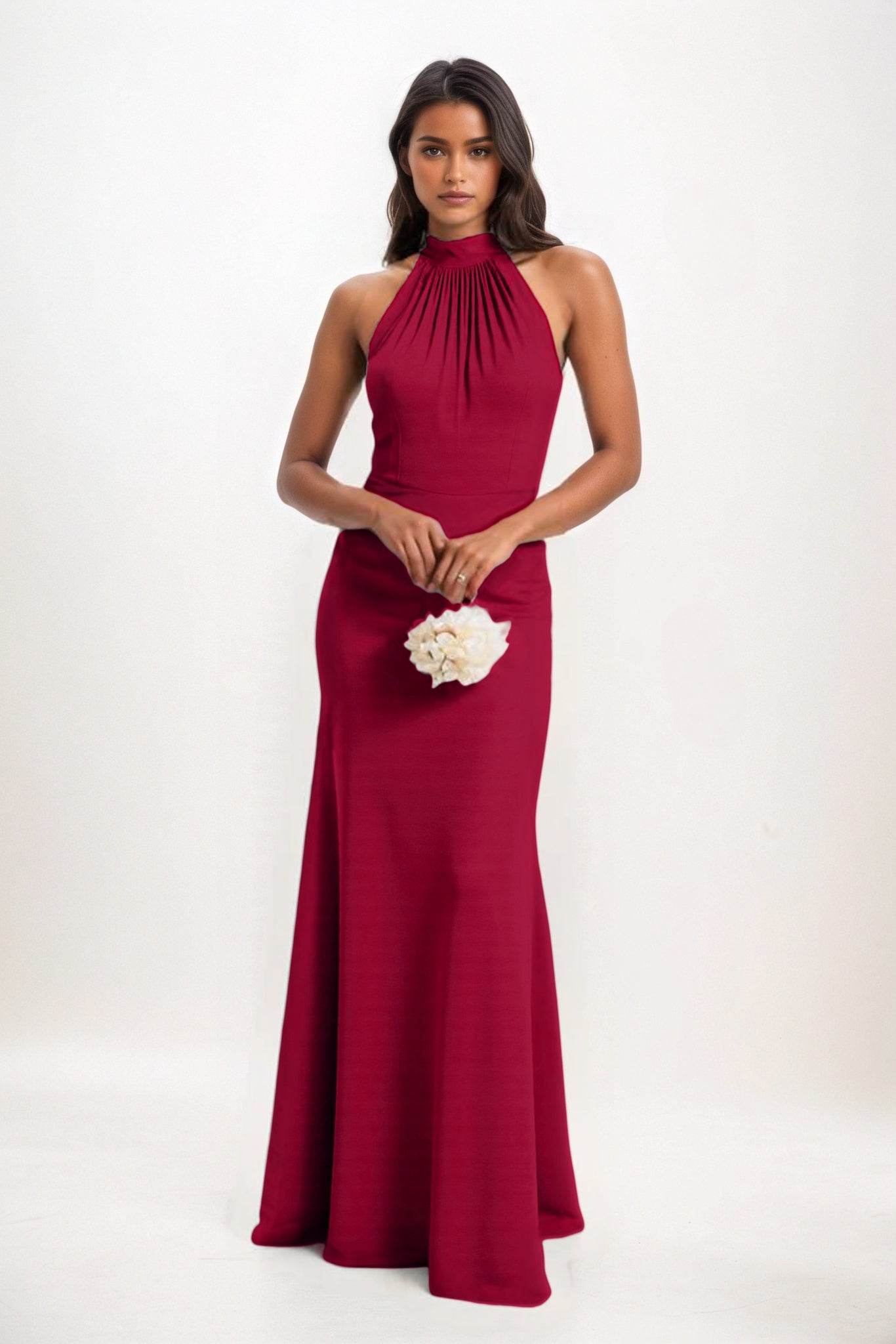 Sheath-Column Maxi Elastic Cloth Bridesmaid Dress CB0814 - COCOMELODY