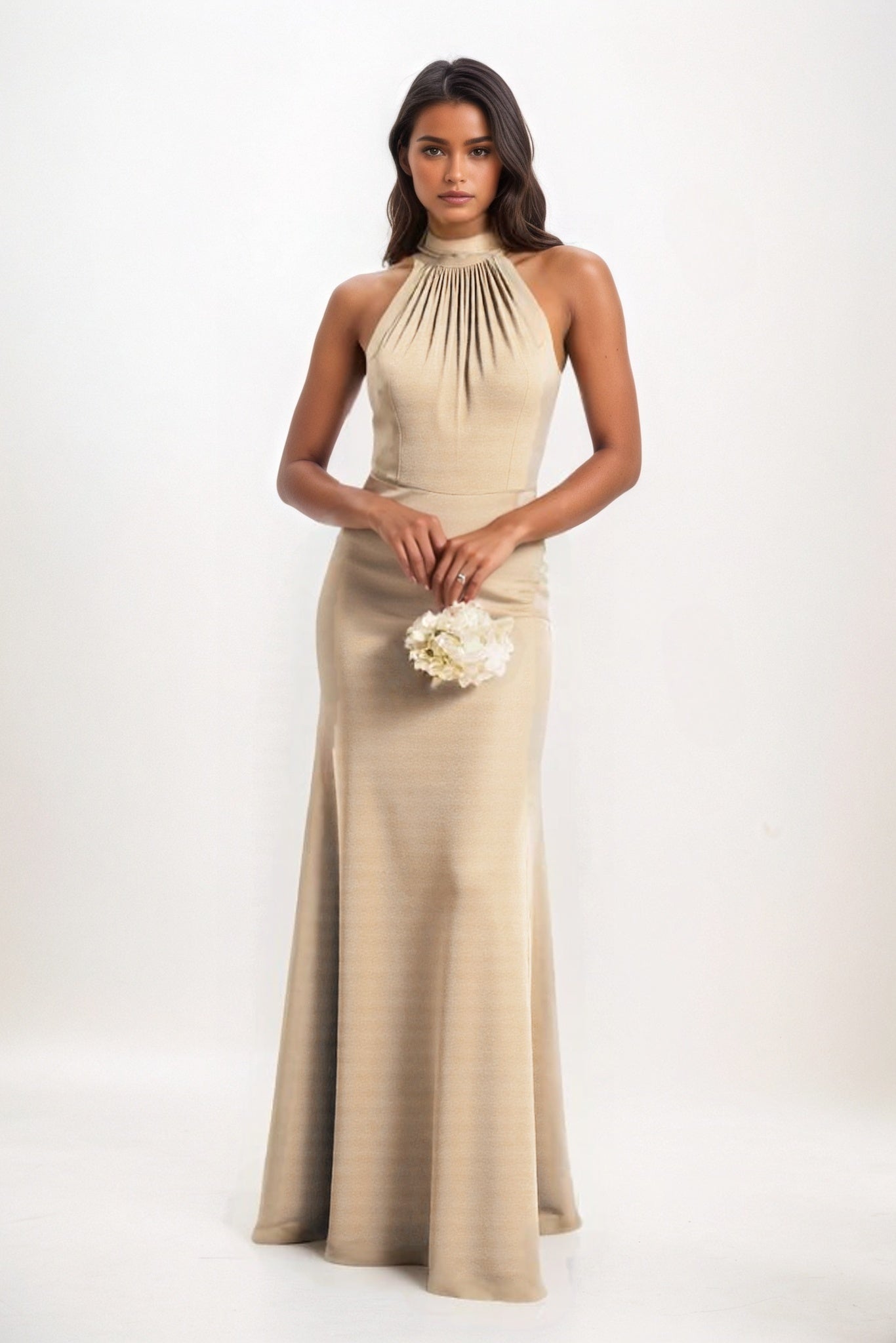 Sheath-Column Maxi Elastic Cloth Bridesmaid Dress CB0814