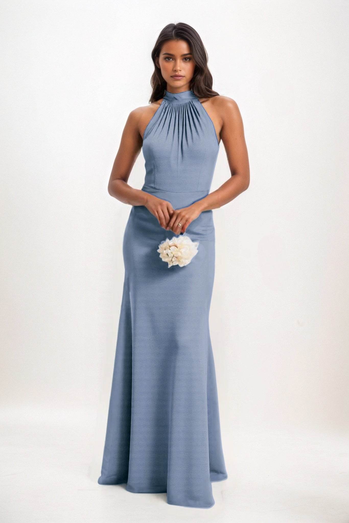 Sheath-Column Maxi Elastic Cloth Bridesmaid Dress CB0814 - COCOMELODY