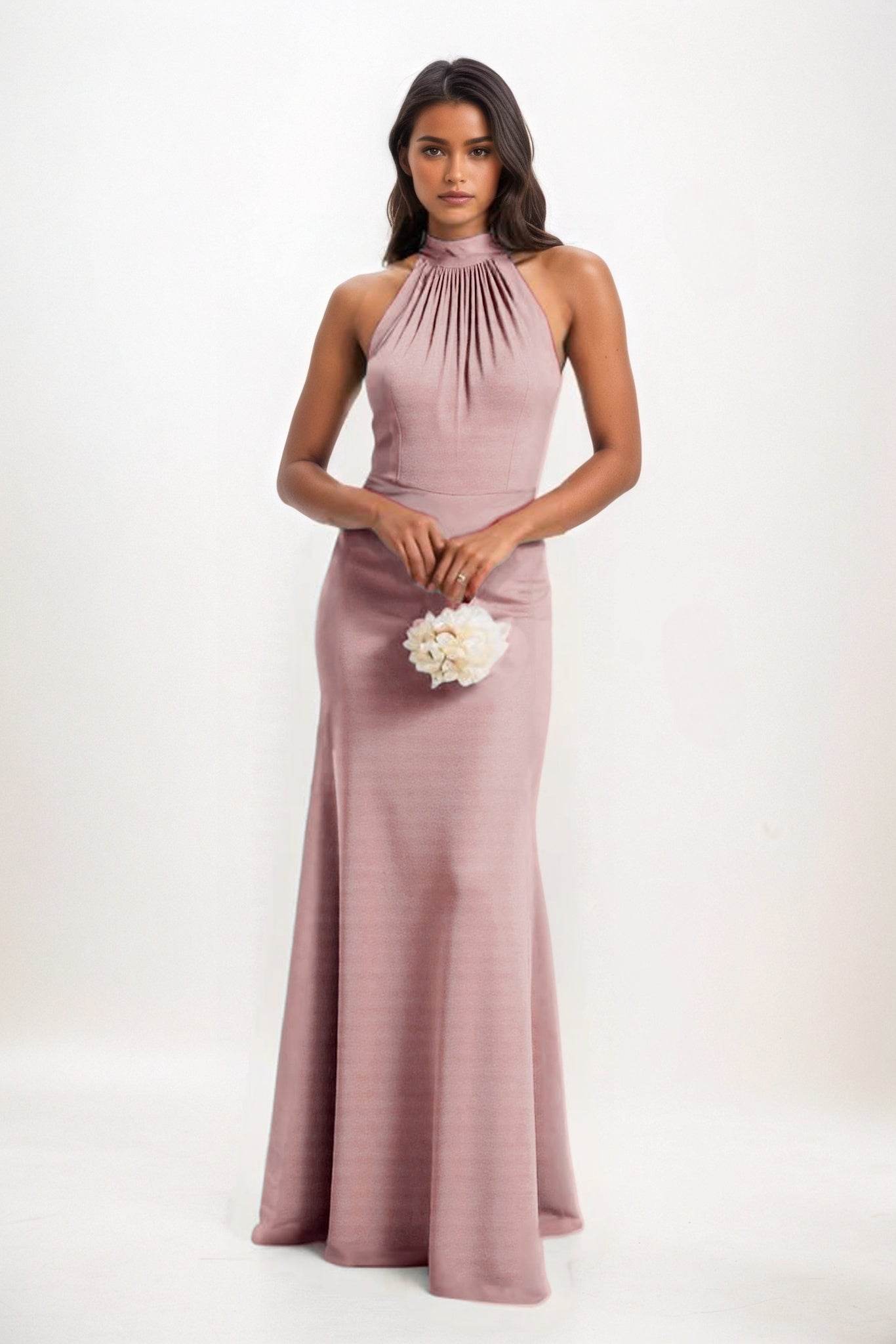 Sheath-Column Maxi Elastic Cloth Bridesmaid Dress CB0814 - COCOMELODY