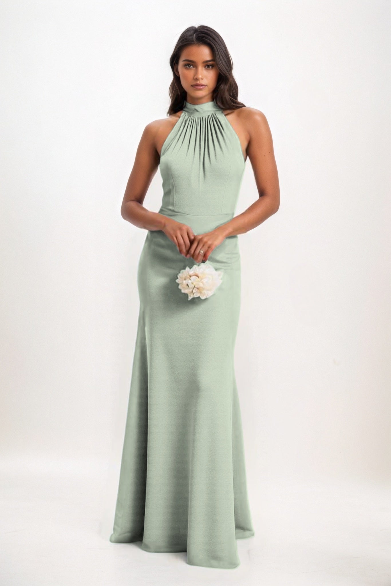 Sheath-Column Maxi Elastic Cloth Bridesmaid Dress CB0814