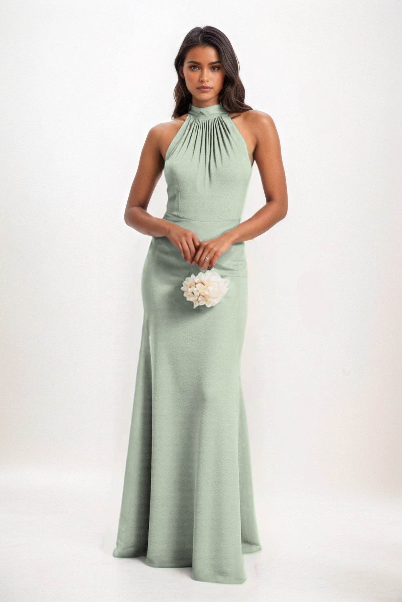 Sheath-Column Maxi Elastic Cloth Bridesmaid Dress CB0814 - COCOMELODY