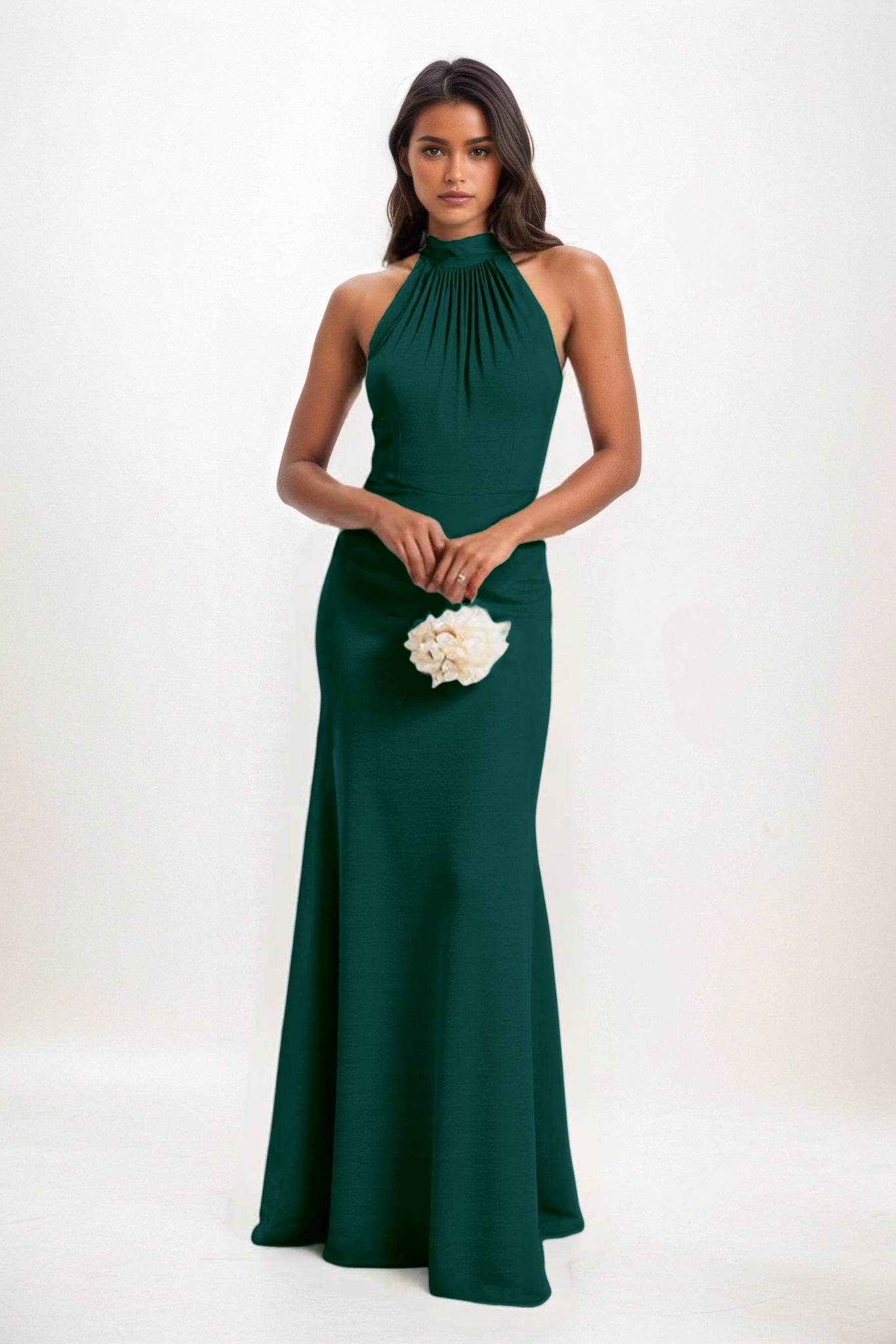 Sheath-Column Maxi Elastic Cloth Bridesmaid Dress CB0814 - COCOMELODY