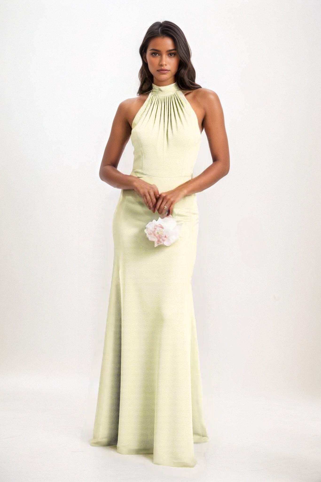 Sheath-Column Maxi Elastic Cloth Bridesmaid Dress CB0814 - COCOMELODY