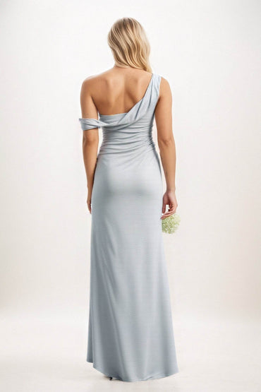 Sheath-Column Maxi Luxe Satin Bridesmaid Dress CB0815 - COCOMELODY