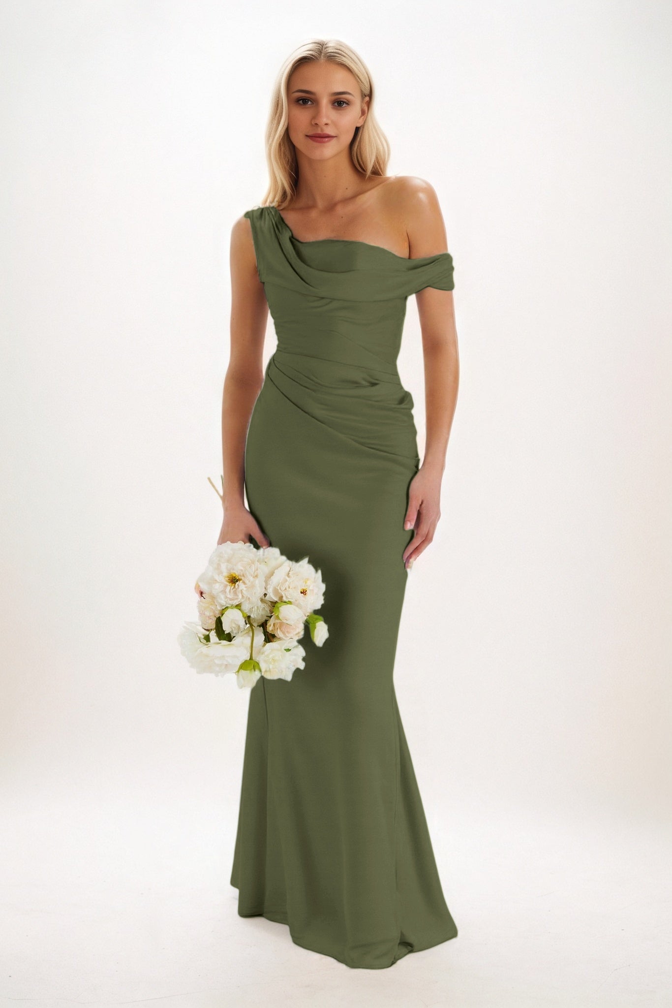 Sheath-Column Maxi Luxe Satin Bridesmaid Dress CB0815