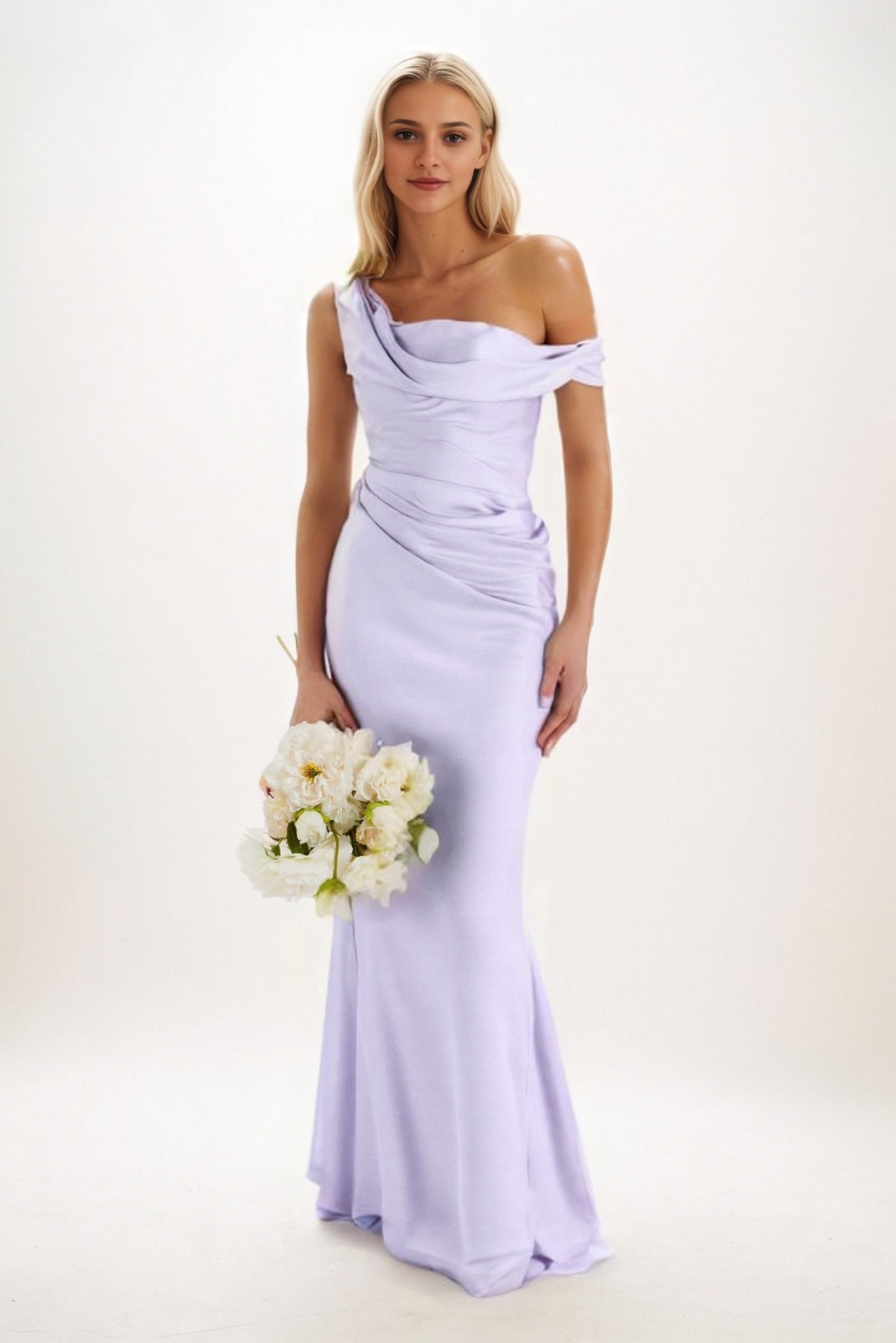 Sheath-Column Maxi Luxe Satin Bridesmaid Dress CB0815