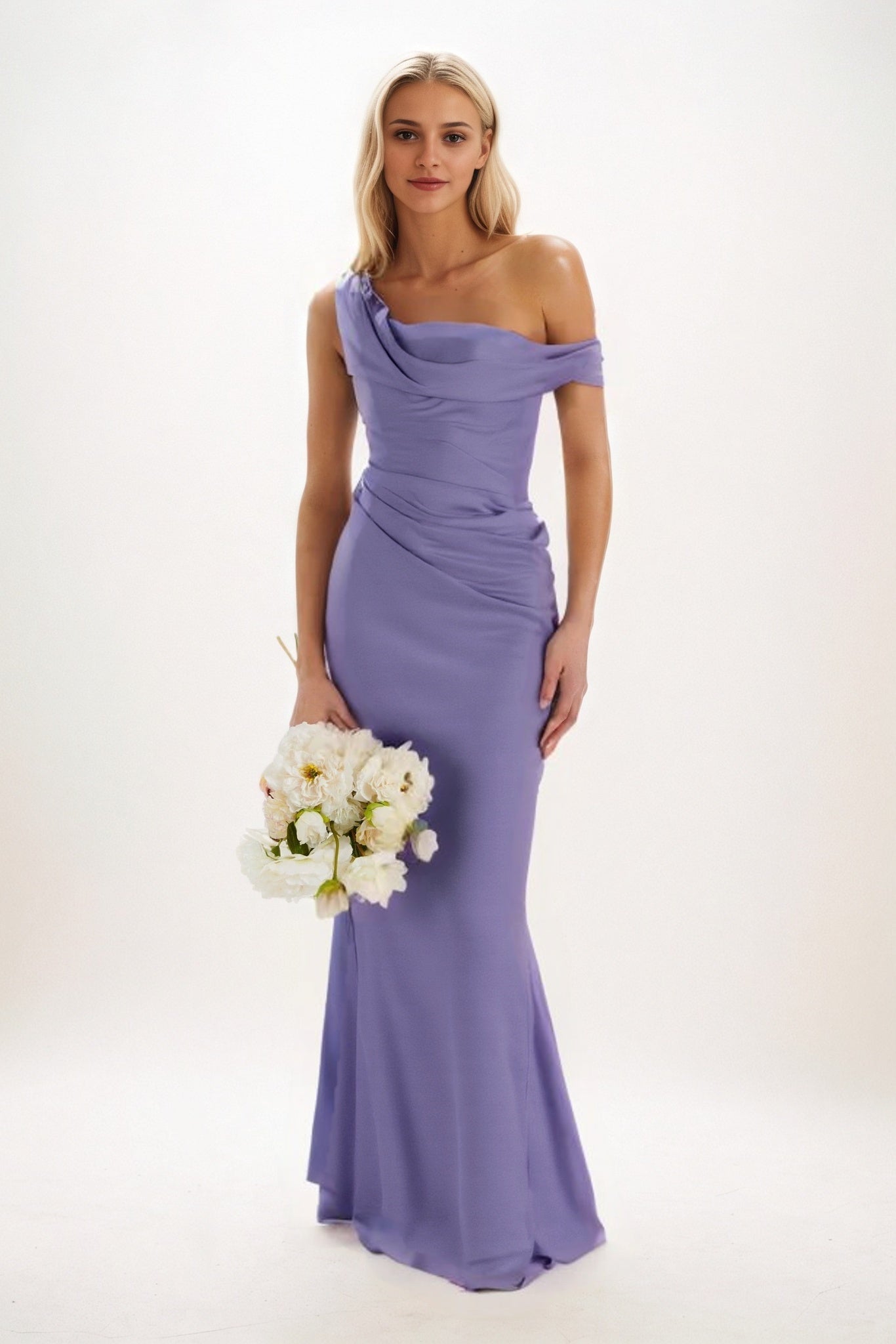 Sheath-Column Maxi Luxe Satin Bridesmaid Dress CB0815