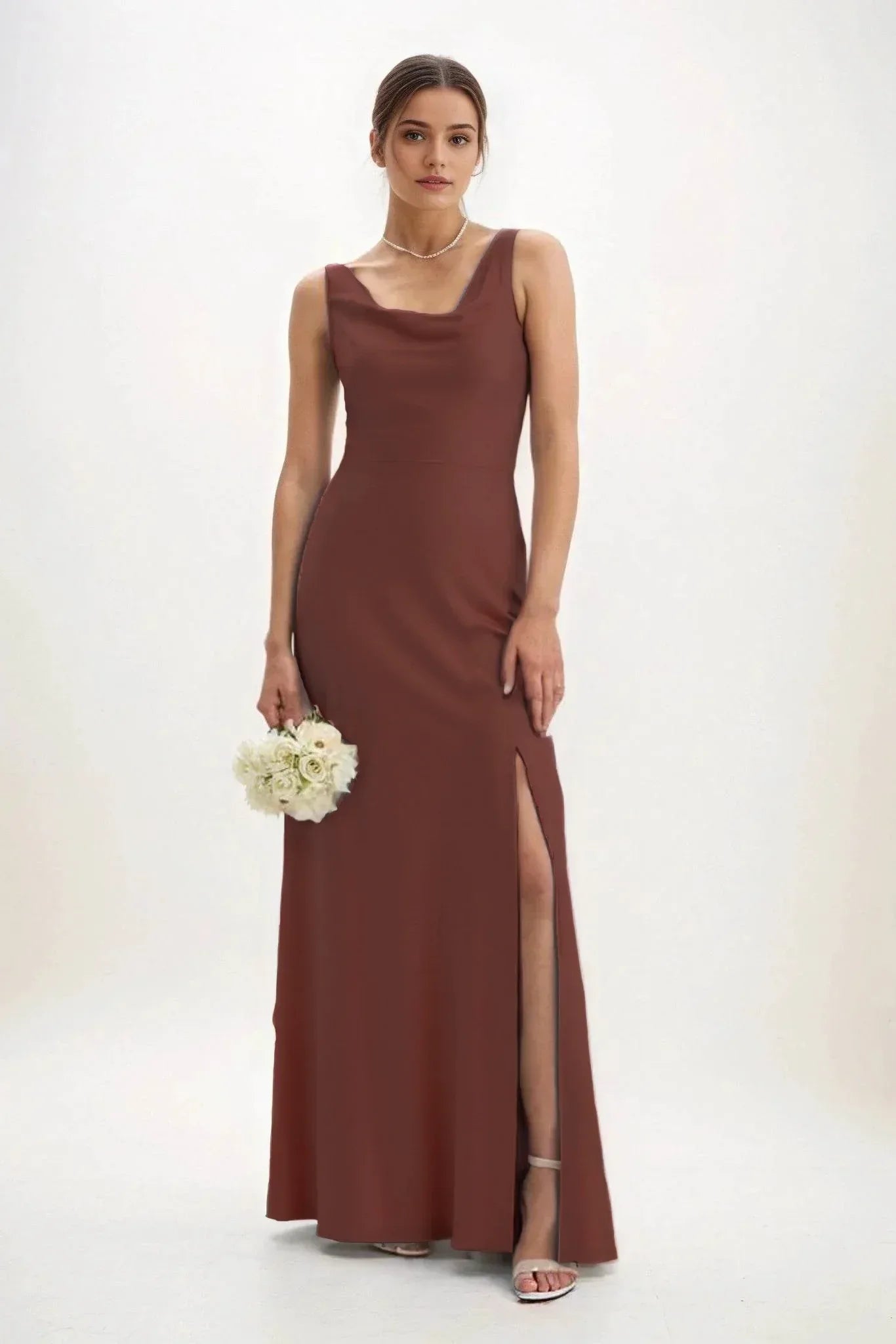 Sheath-Column Maxi Luxe Satin Dress CB0816CS - COCOMELODY