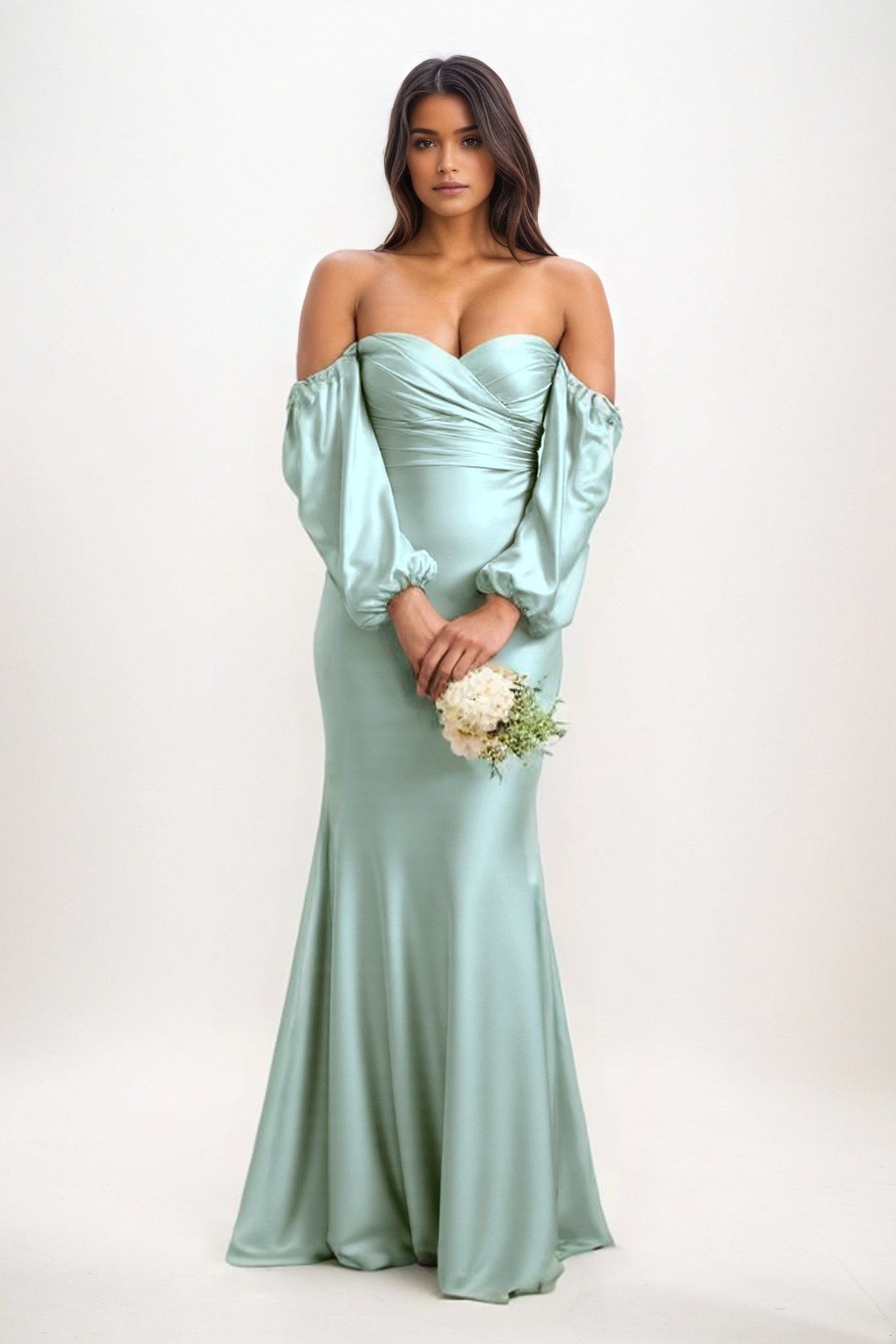 Trumpet-Mermaid Maxi Luxe Satin Bridesmaid Dress CB0817