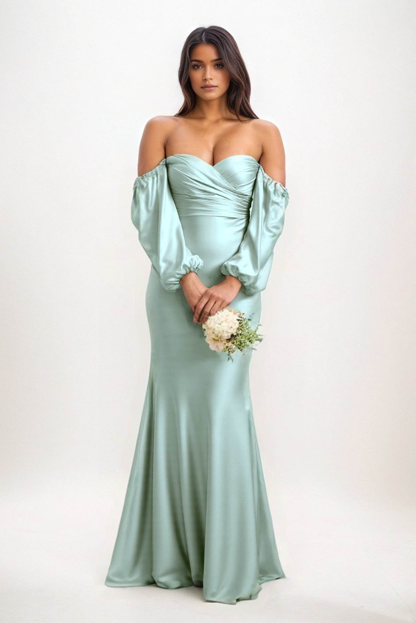 Trumpet-Mermaid Maxi Luxe Satin Bridesmaid Dress CB0817 - COCOMELODY