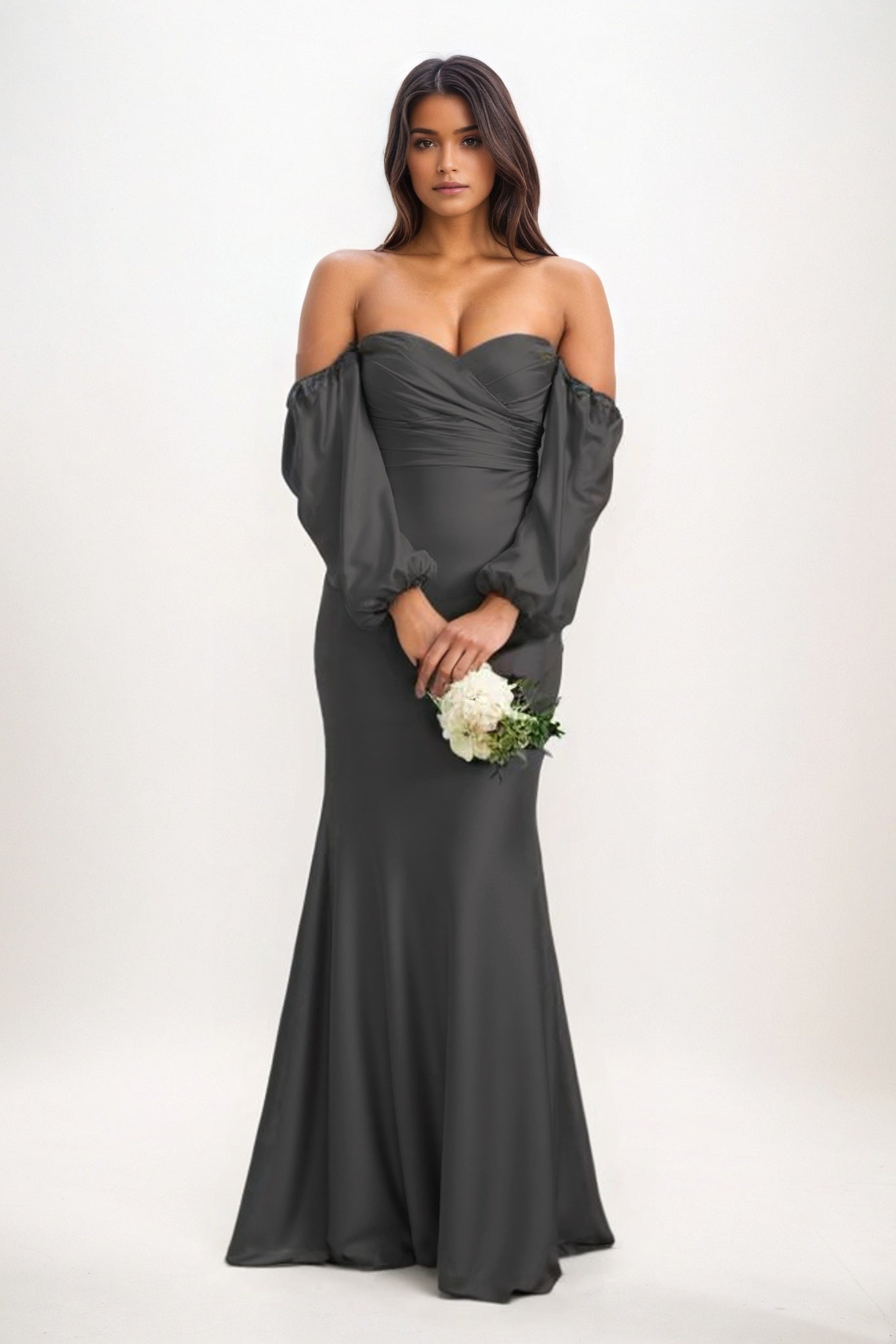 Trumpet-Mermaid Maxi Luxe Satin Bridesmaid Dress CB0817