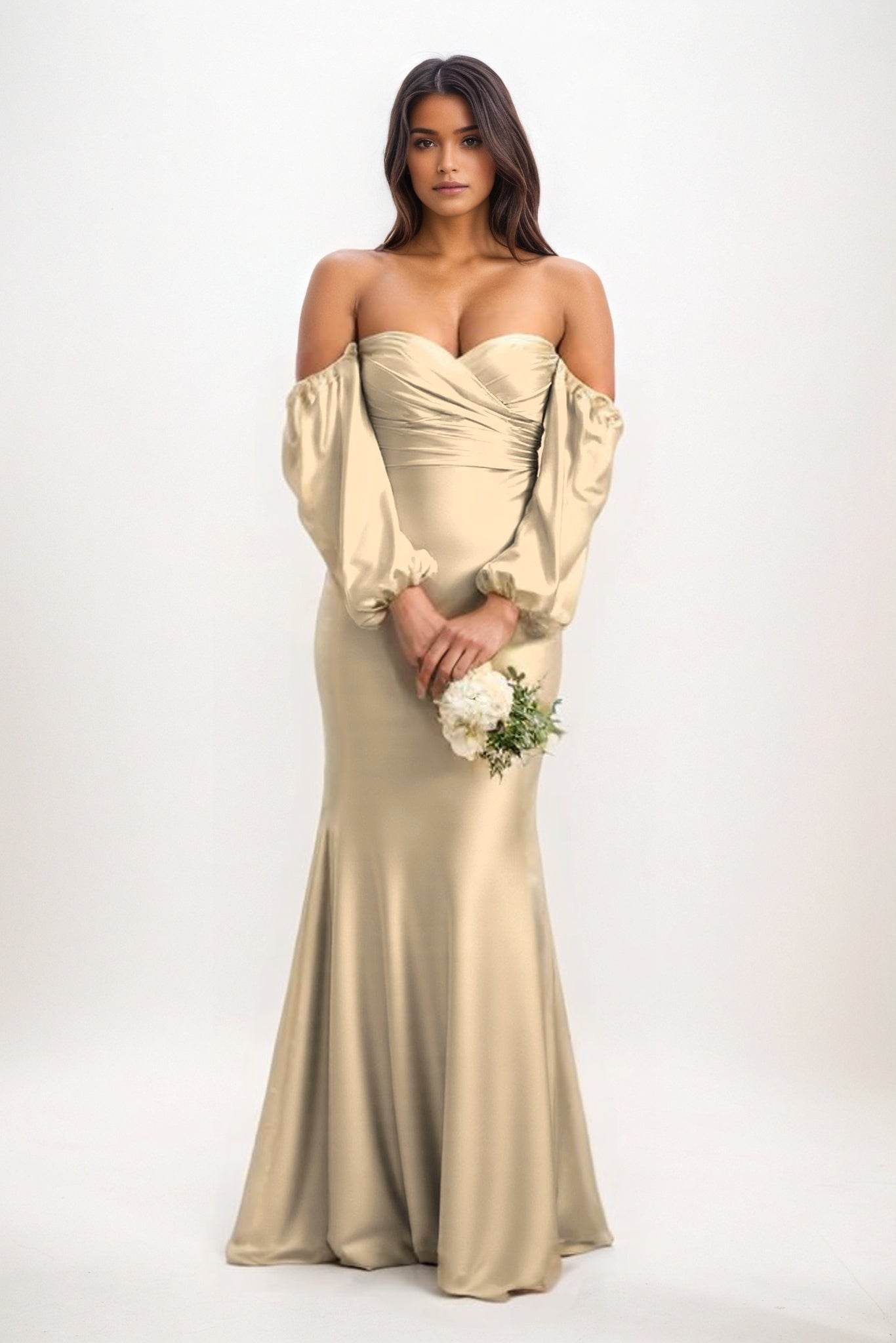 Trumpet-Mermaid Maxi Luxe Satin Bridesmaid Dress CB0817 - COCOMELODY