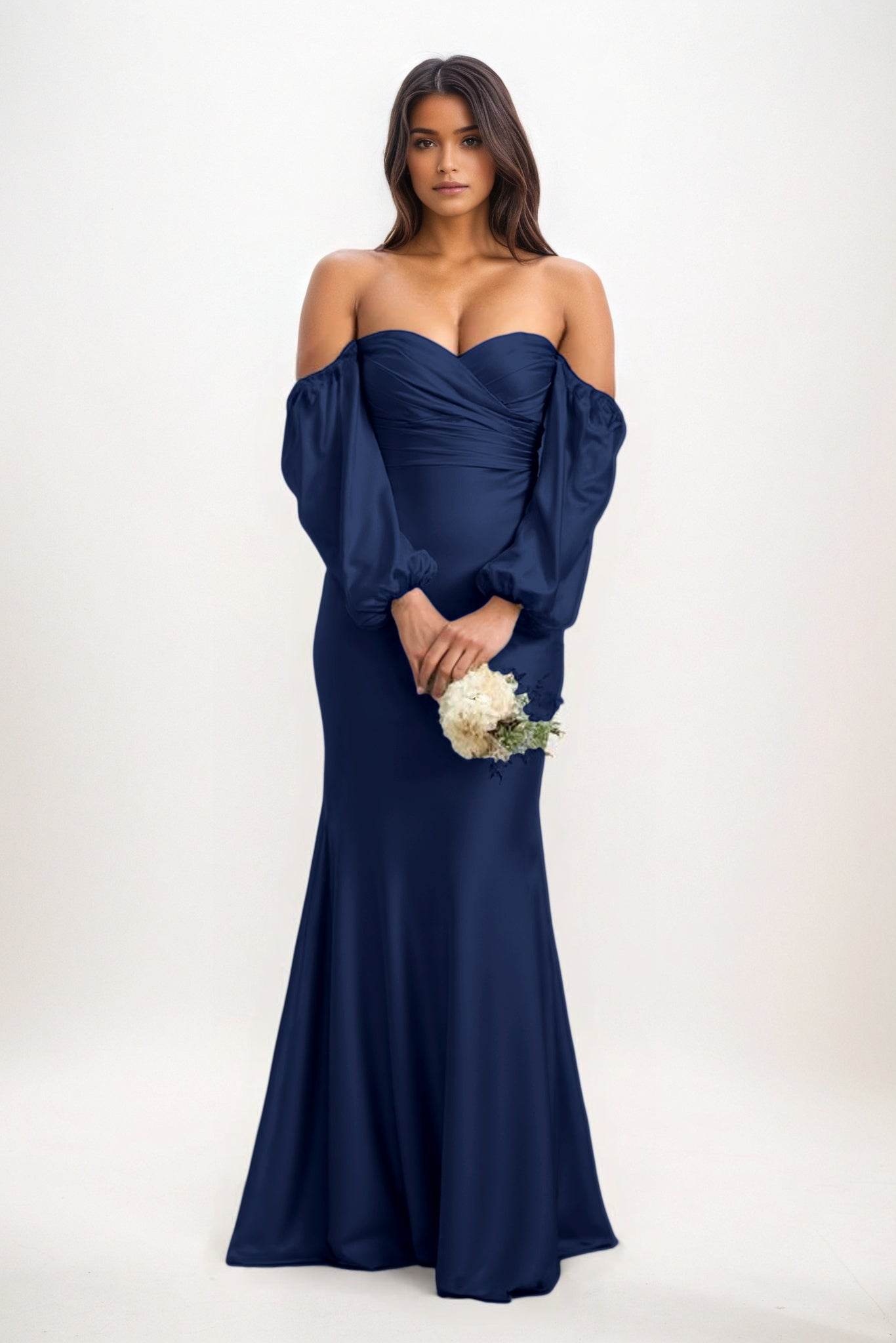 Trumpet-Mermaid Maxi Luxe Satin Bridesmaid Dress CB0817 - COCOMELODY