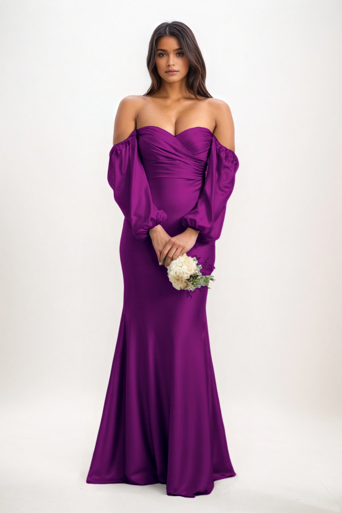 Trumpet-Mermaid Maxi Luxe Satin Bridesmaid Dress CB0817
