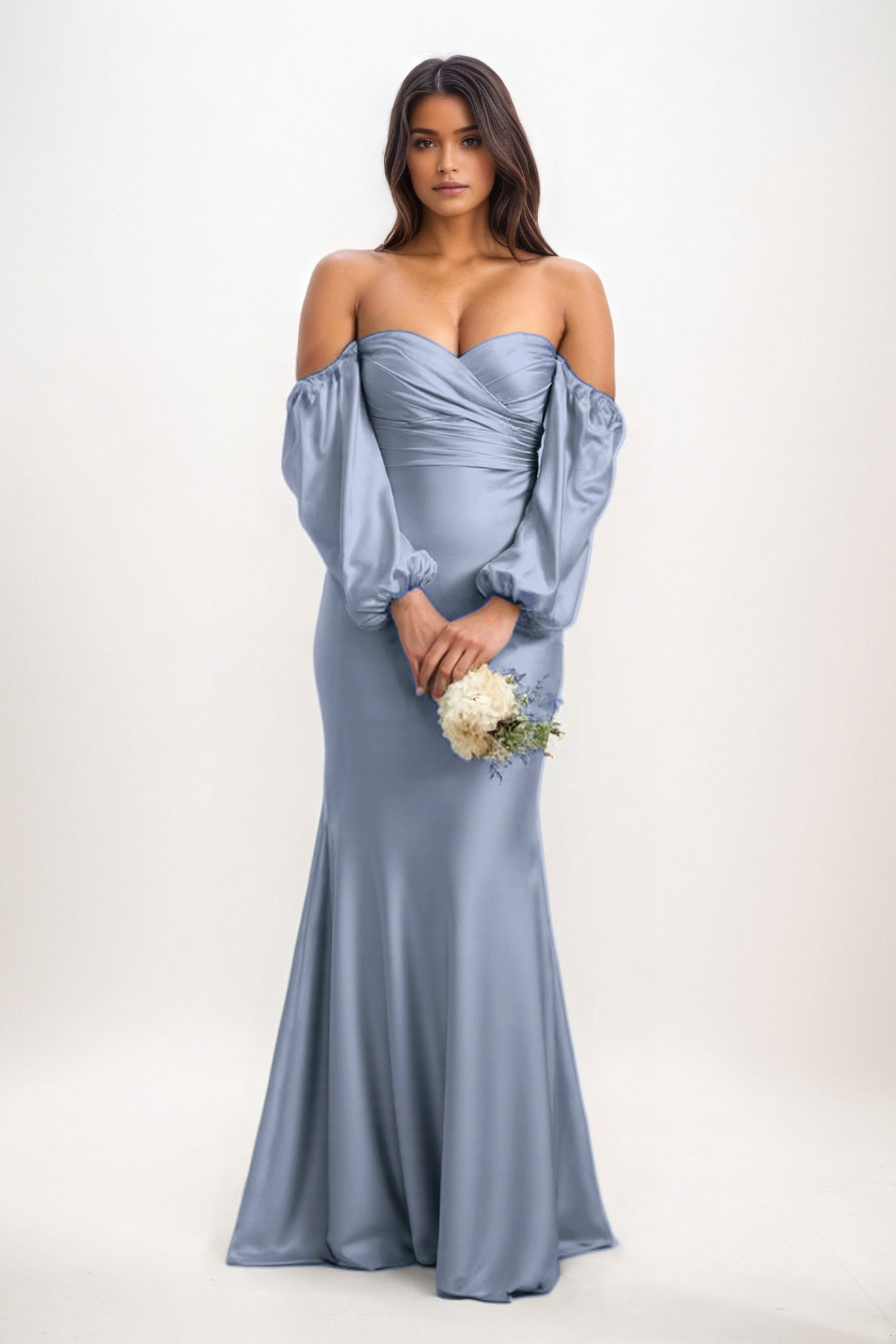 Trumpet-Mermaid Maxi Luxe Satin Bridesmaid Dress CB0817