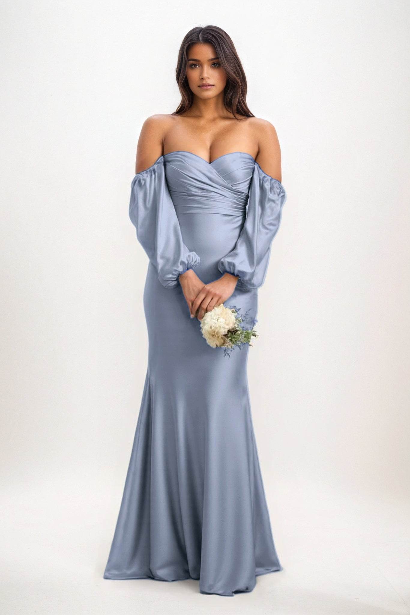 Trumpet-Mermaid Maxi Luxe Satin Bridesmaid Dress CB0817 - COCOMELODY