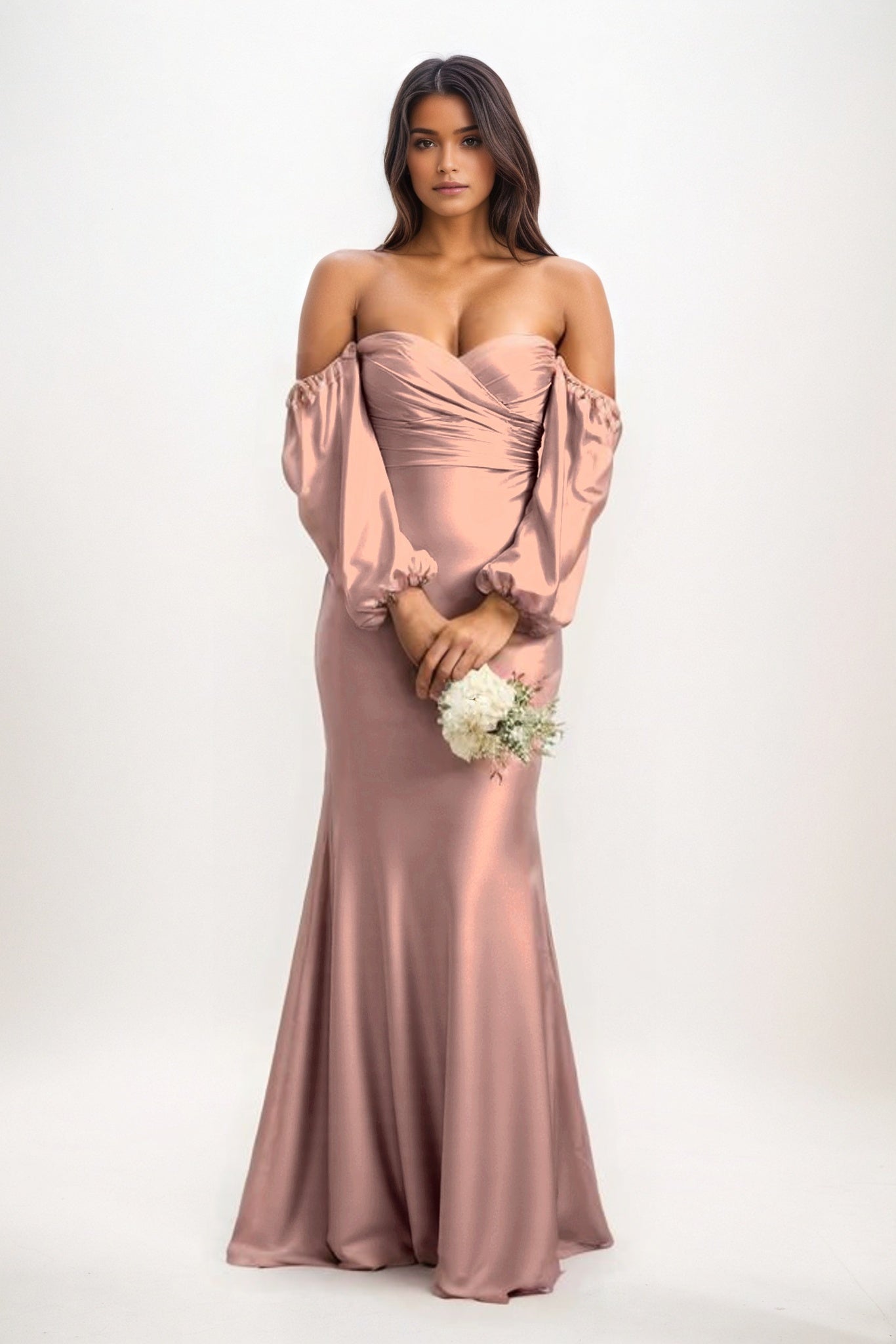 Trumpet-Mermaid Maxi Luxe Satin Bridesmaid Dress CB0817