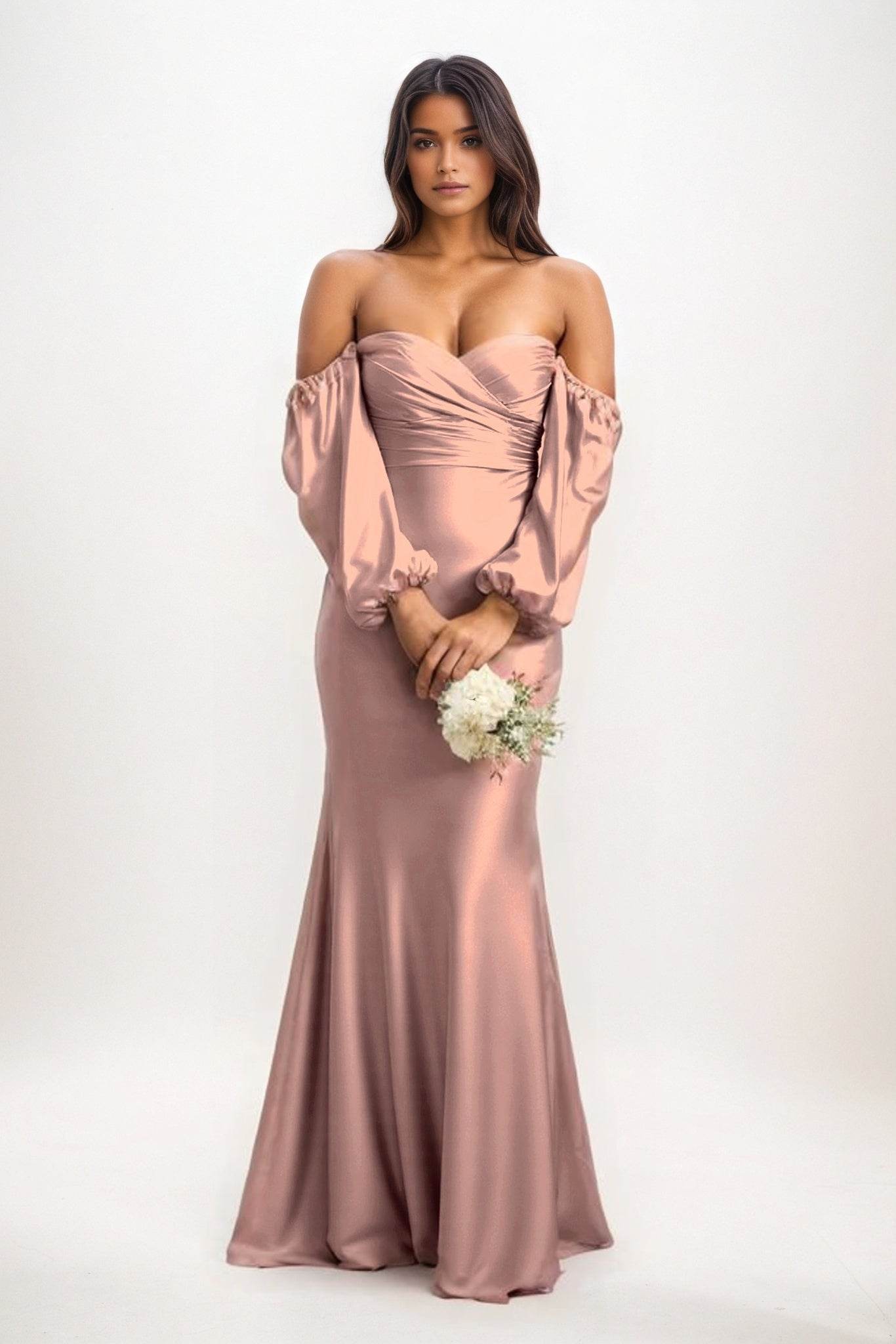 Trumpet-Mermaid Maxi Luxe Satin Bridesmaid Dress CB0817 - COCOMELODY