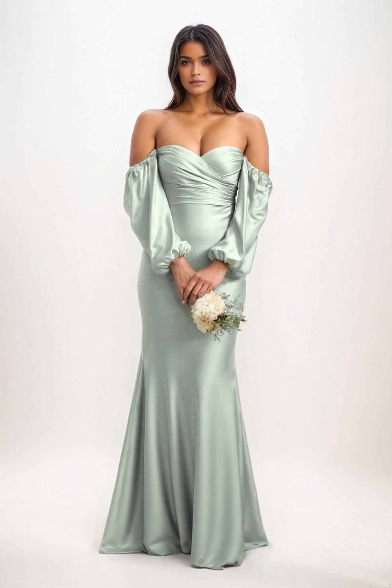 Trumpet-Mermaid Maxi Luxe Satin Bridesmaid Dress CB0817