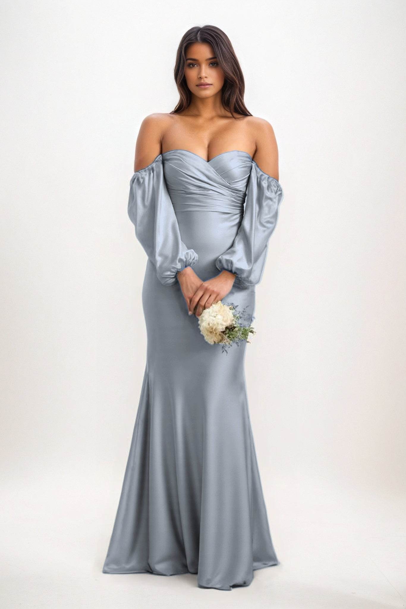 Trumpet-Mermaid Maxi Luxe Satin Bridesmaid Dress CB0817 - COCOMELODY