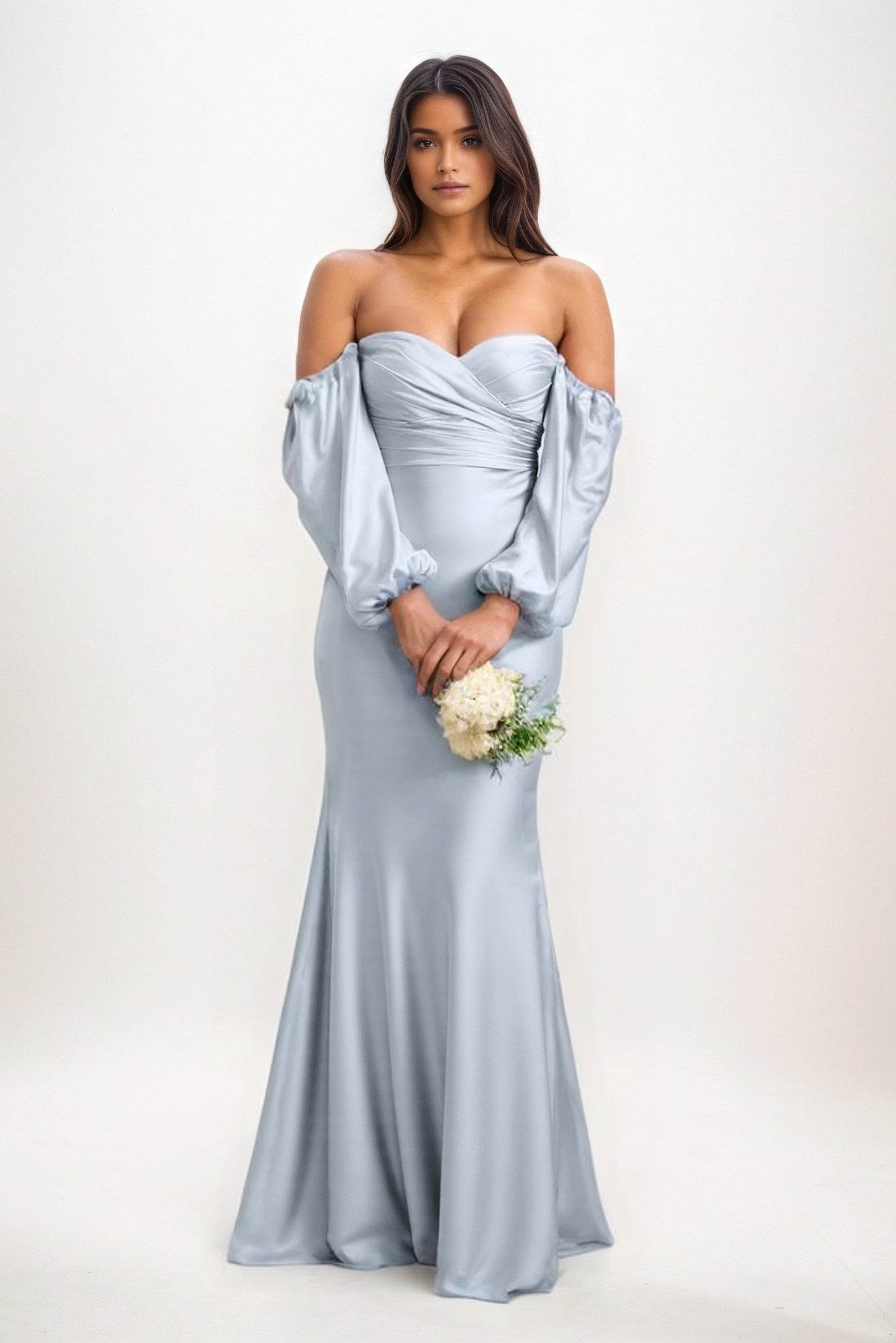 Trumpet-Mermaid Maxi Luxe Satin Bridesmaid Dress CB0817 - COCOMELODY